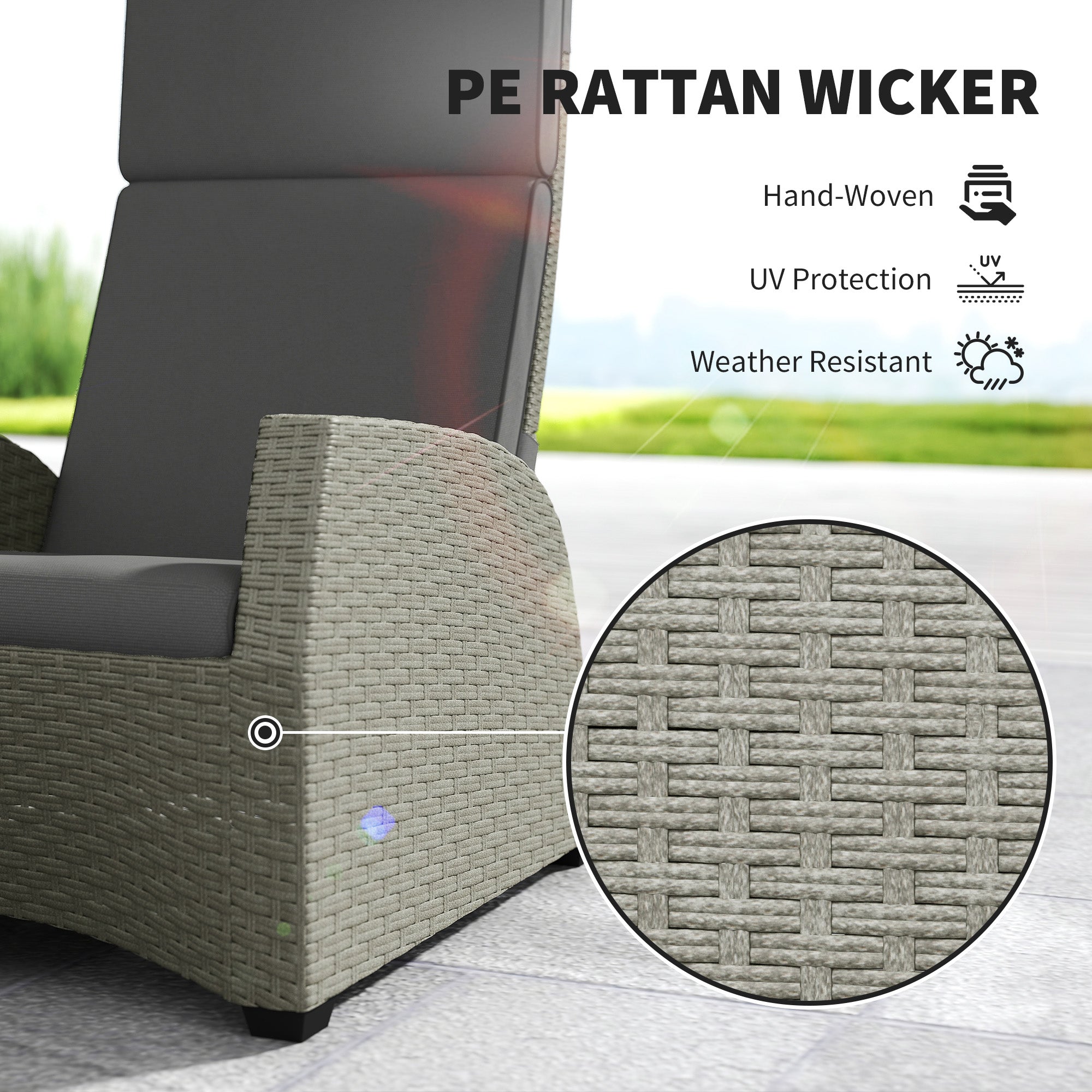 Outsunny 5-Piece Rattan Garden Furniture Set with Cushions - Charcoal Grey