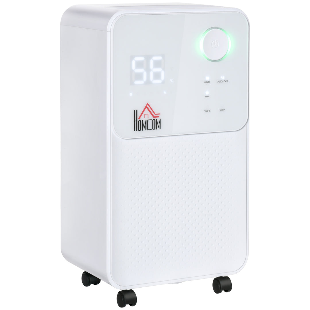 HOMCOM 12L/Day Dehumidifier for Home, Laundry Room, Bedroom, Basement, Electric Moisture Air De-Humidifier with 4 Modes, Continuous Drainage, 24H Timer, Digital Humidity Display