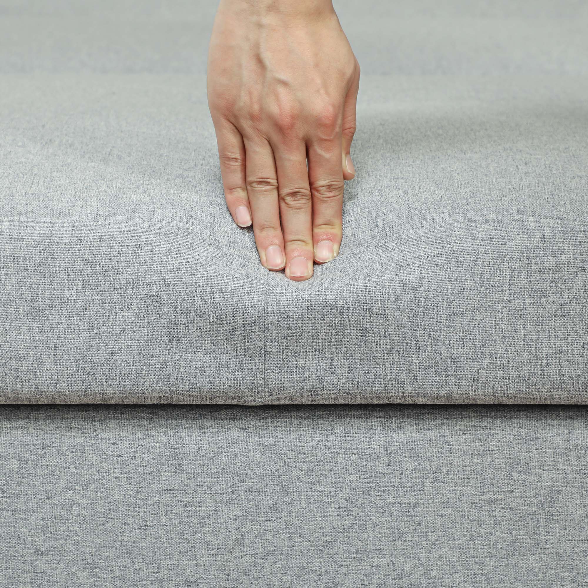 HOMCOM 2 Seater Sofa Bed, Convertible Bed Settee, Modern Fabric Loveseat Sofa Couch with 2 Cushions, Hidden Storage for Living Room, Guest Room, Light Grey