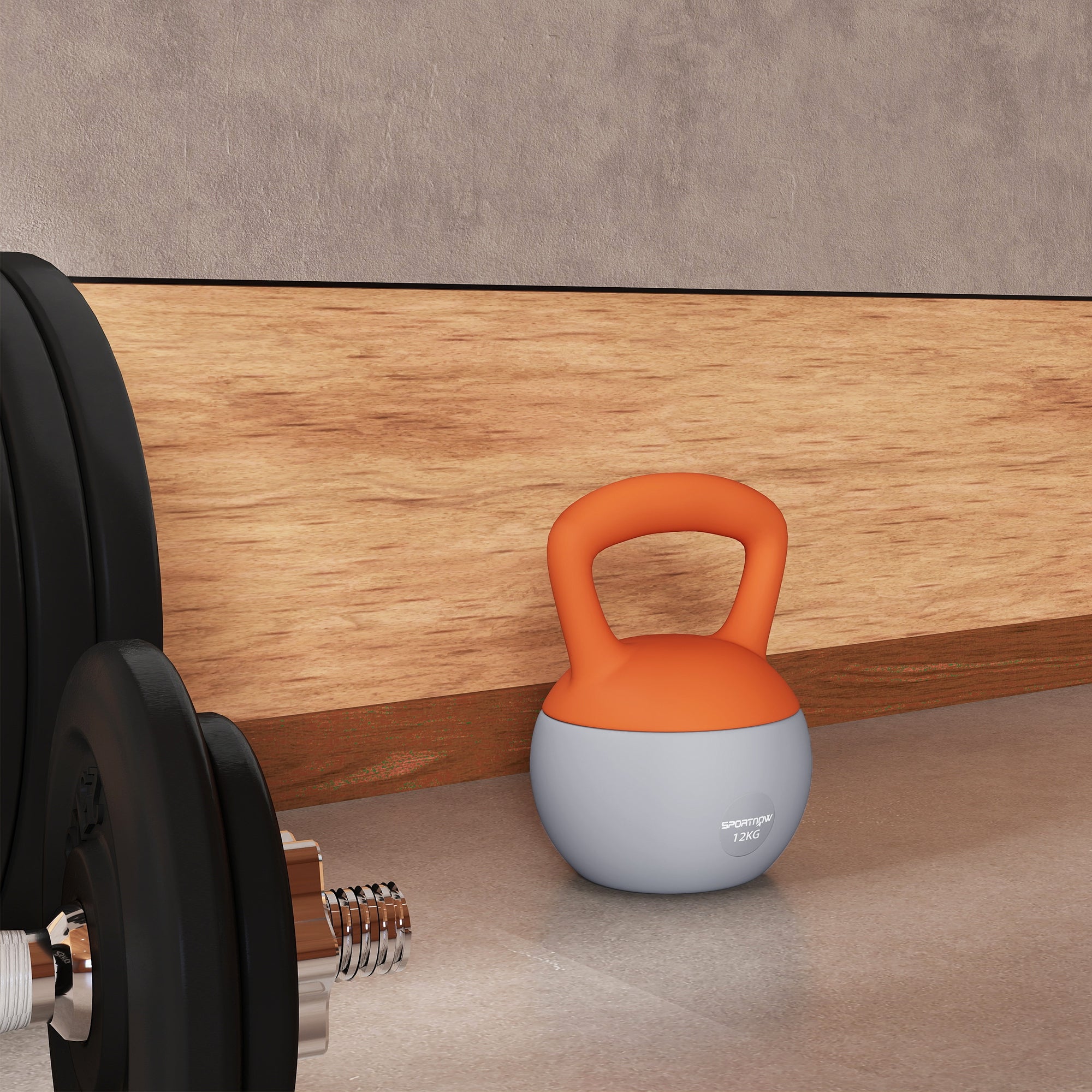 SPORTNOW 12KG Soft Kettlebell, Kettlebell with Non-Slip Handle for Home Gym, Weight Lifting, Strength Training, Orange/Grey
