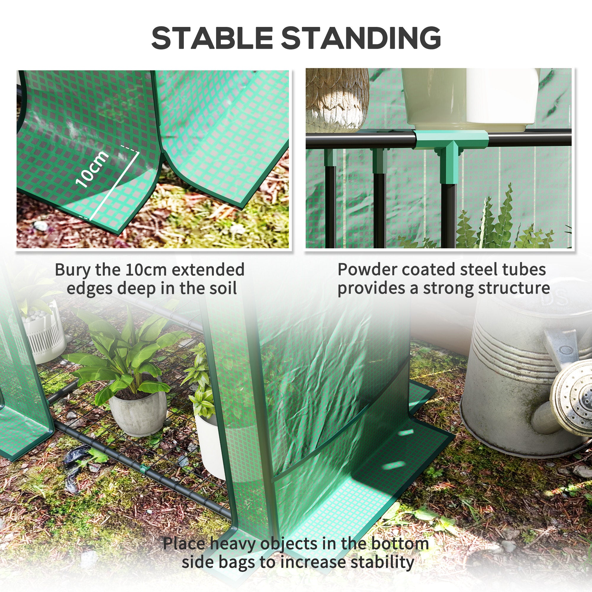 Outsunny Three-Tier Mini Greenhouse - Green