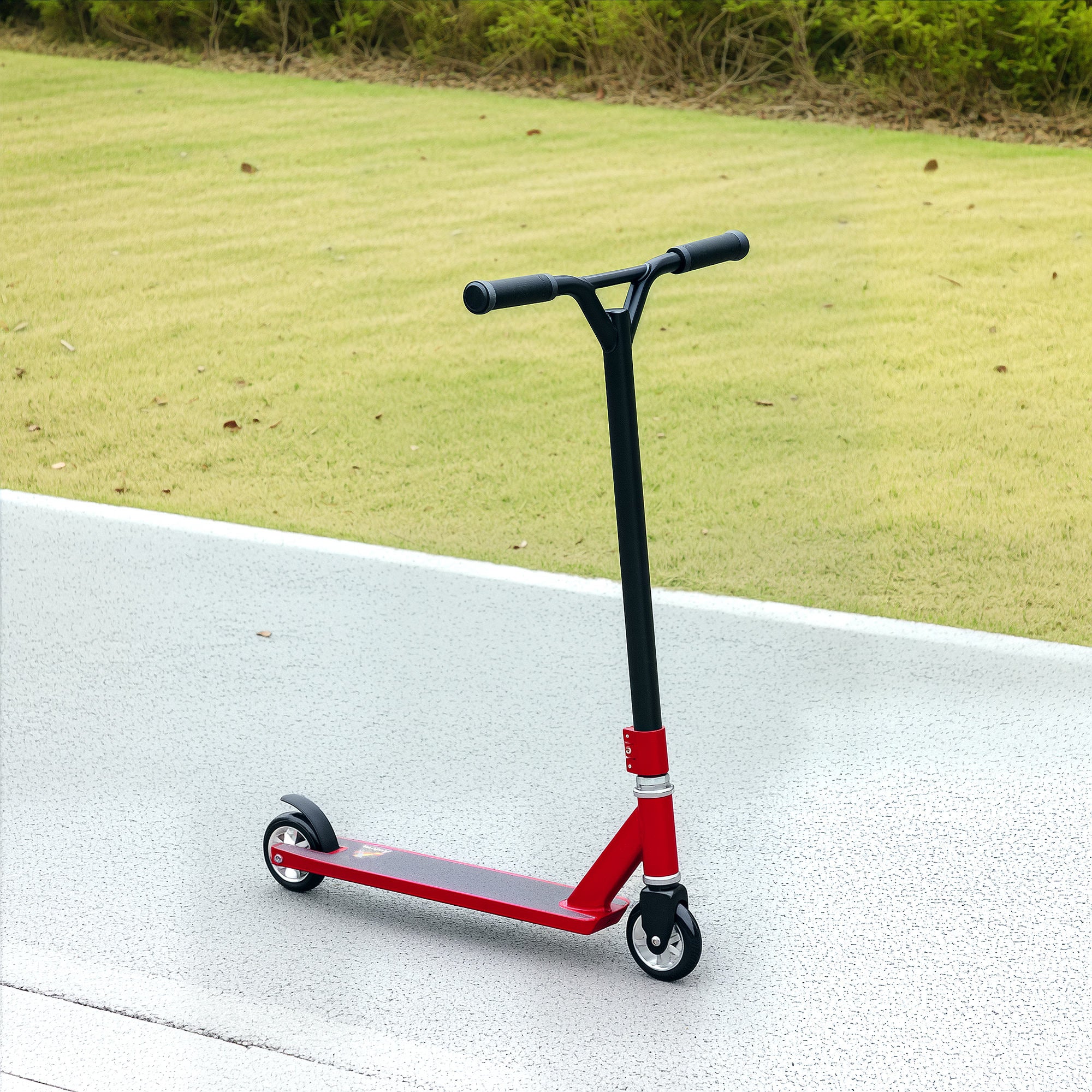 HOMCOM Stunt Scooter, 360° Entry Level Tricks Scooter w/ Lightweight Aluminium Deck and ABEC 7 Bearing, For Age 14+ Beginners, Red
