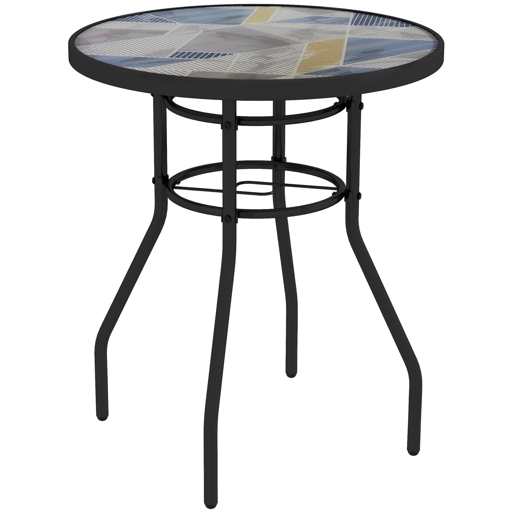 Outsunny \'ce\'a660 Garden Table, with Glass Printed Tabletop - Multicolour