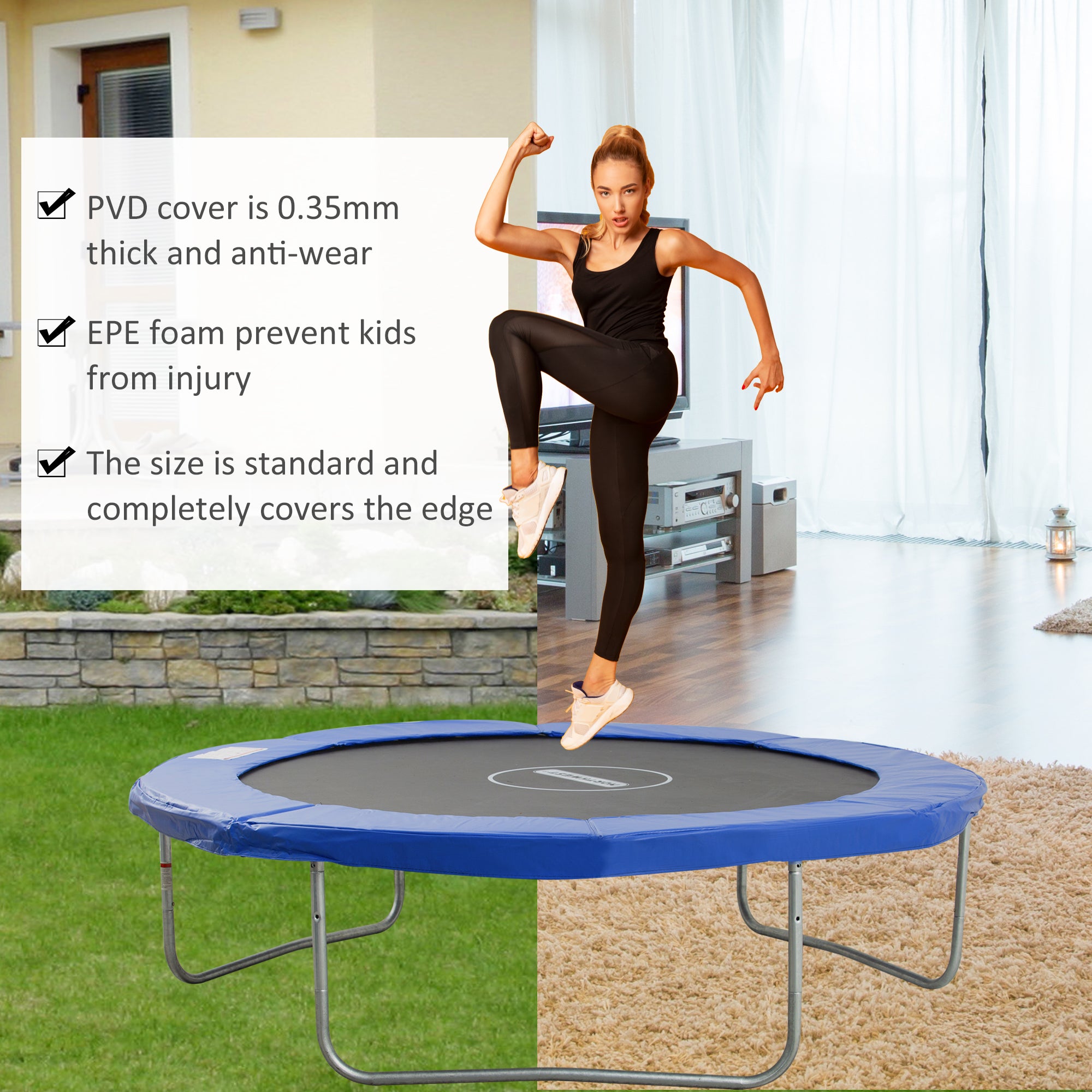 HOMCOM 10FT Trampoline Pad, \'ce\'a6305cm Trampoline Accessories Surround Safety Pad Foam Padding Pads Replacement Spare, Blue