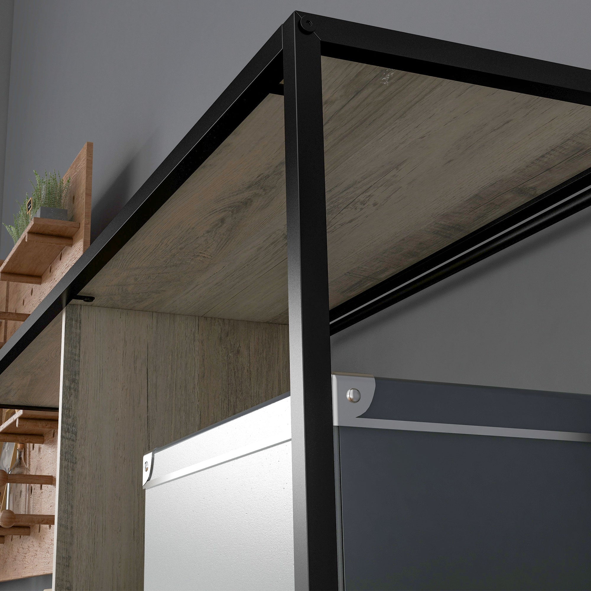 HOMCOM Four Split-Shelf Minimalistic Bookcase - Grey/Black