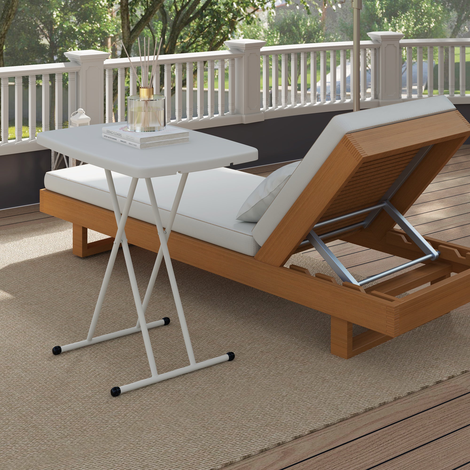 Outsunny Minimal Folding Outdoor Table - White