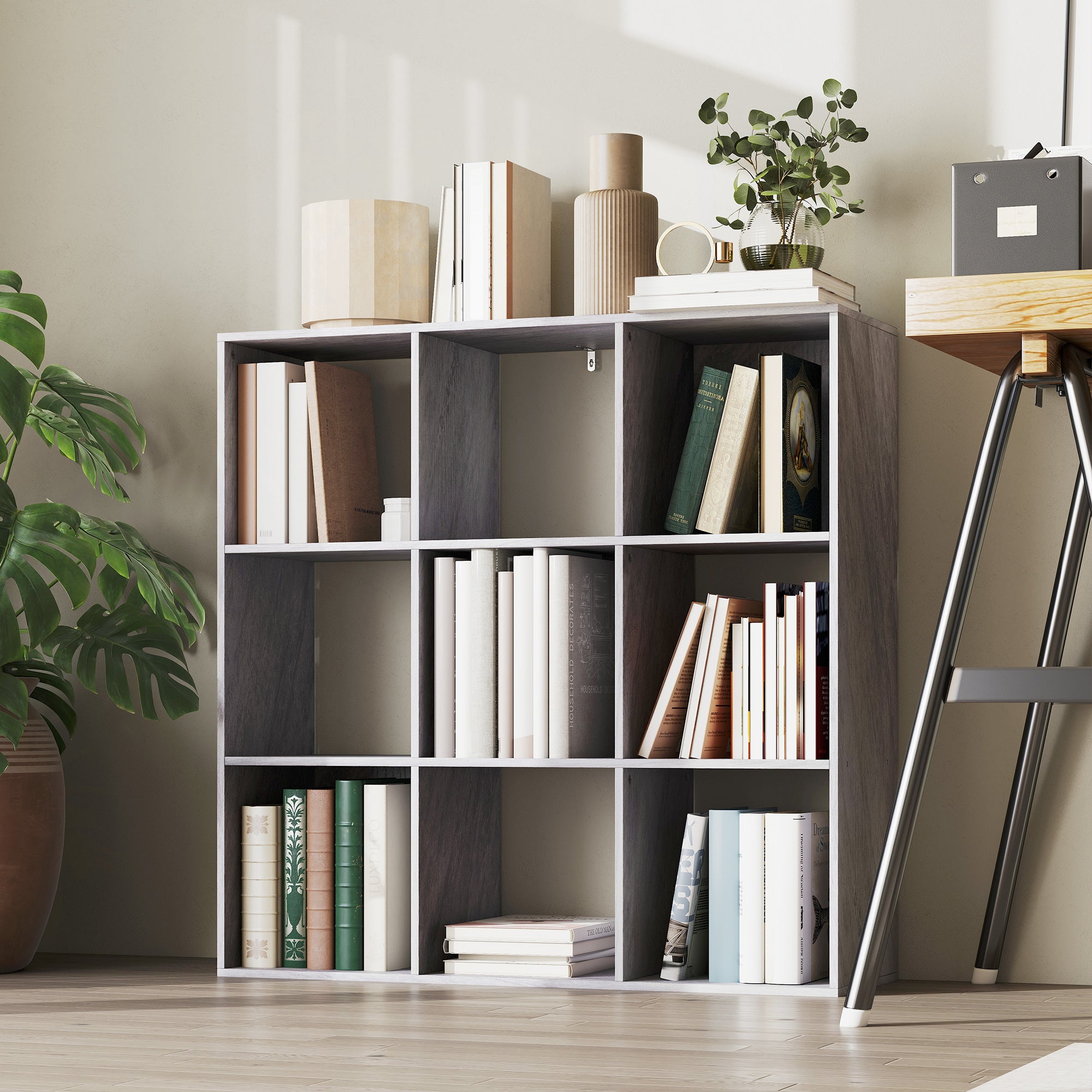 HOMCOM Nine-Cube Storage Shelf - Marble Grey