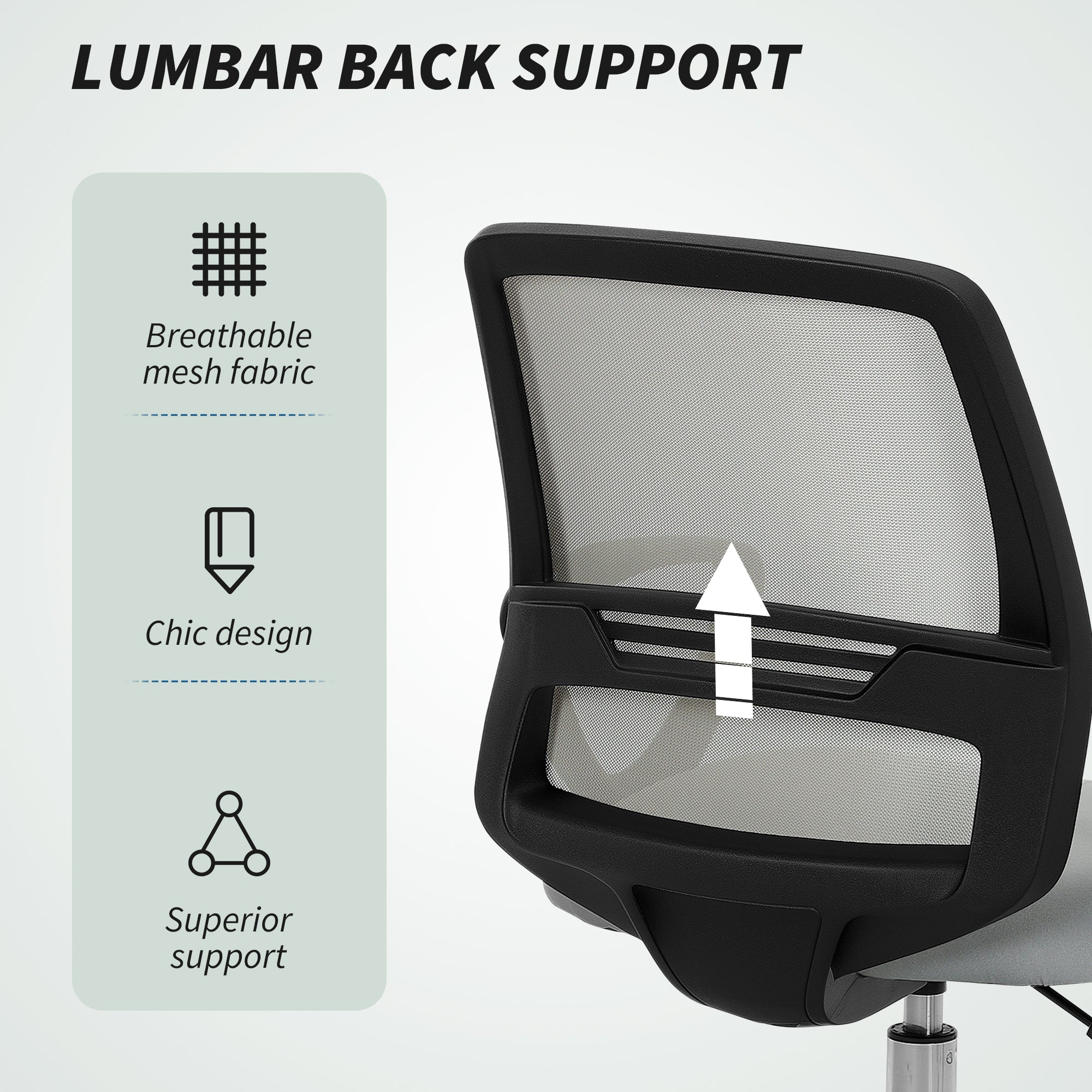 Vinsetto 100-120cm Draughtsman Office Chair, with Footrest - Light Grey