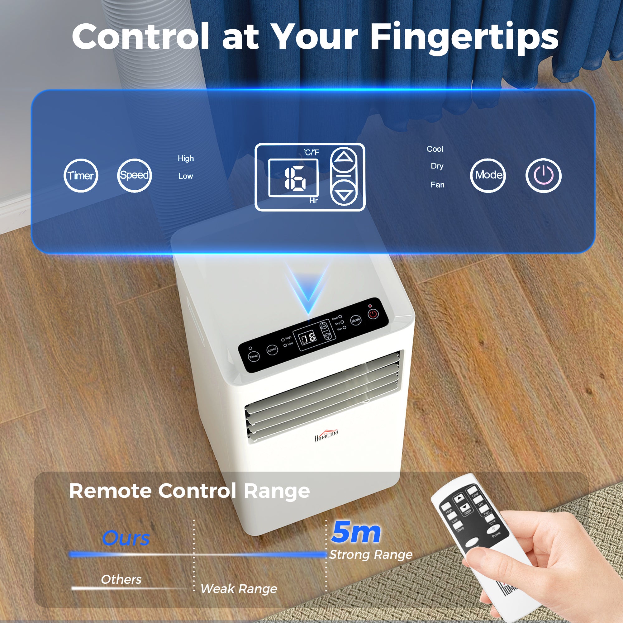 HOMCOM Portable Air Conditioner 9000 BTU, Air Conditioning Unit with Digital Display for Room up to 28㎡