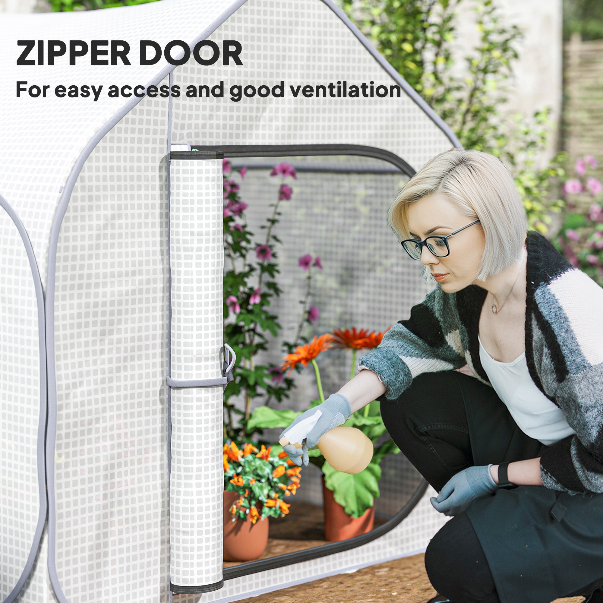 Outsunny 150 x 148cm Pop-Up Greenhouse - White