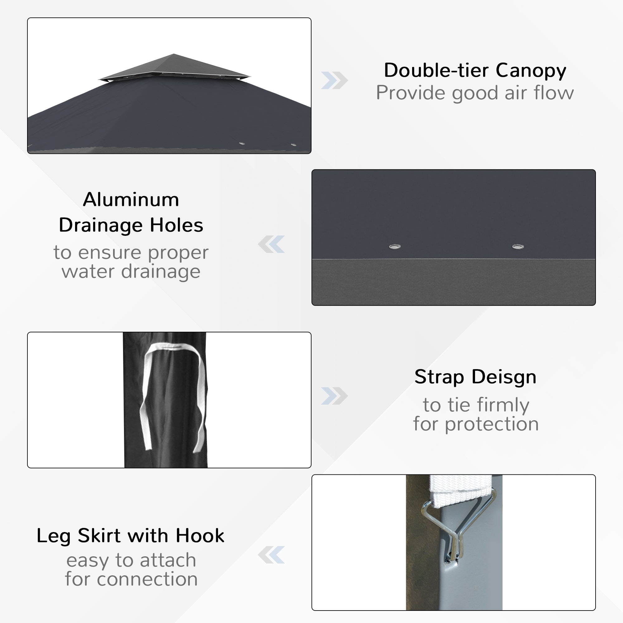 Outsunny 4 x 4m Pop-up Gazebo Double Roof Canopy Tent with UV Proof, Roller Bag & 3-Level Height Adjustable Outdoor Party, Steel Frame, Grey