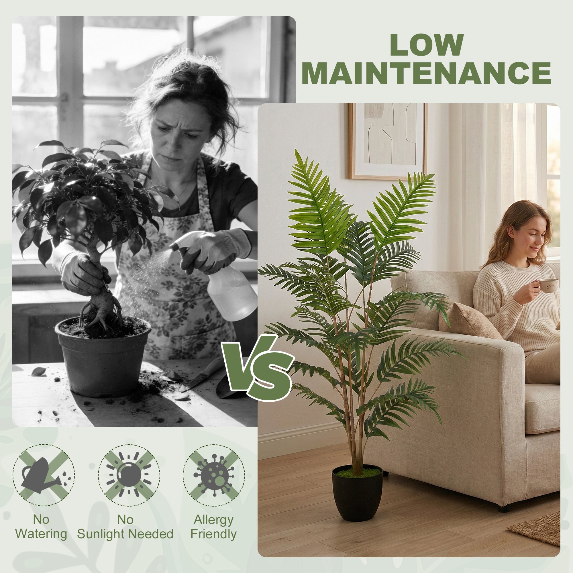 HOMCOM Artificial Fern Topiary Tree, Realistic Artificial Plant in Cement Pot, Fake Plant, 120cm