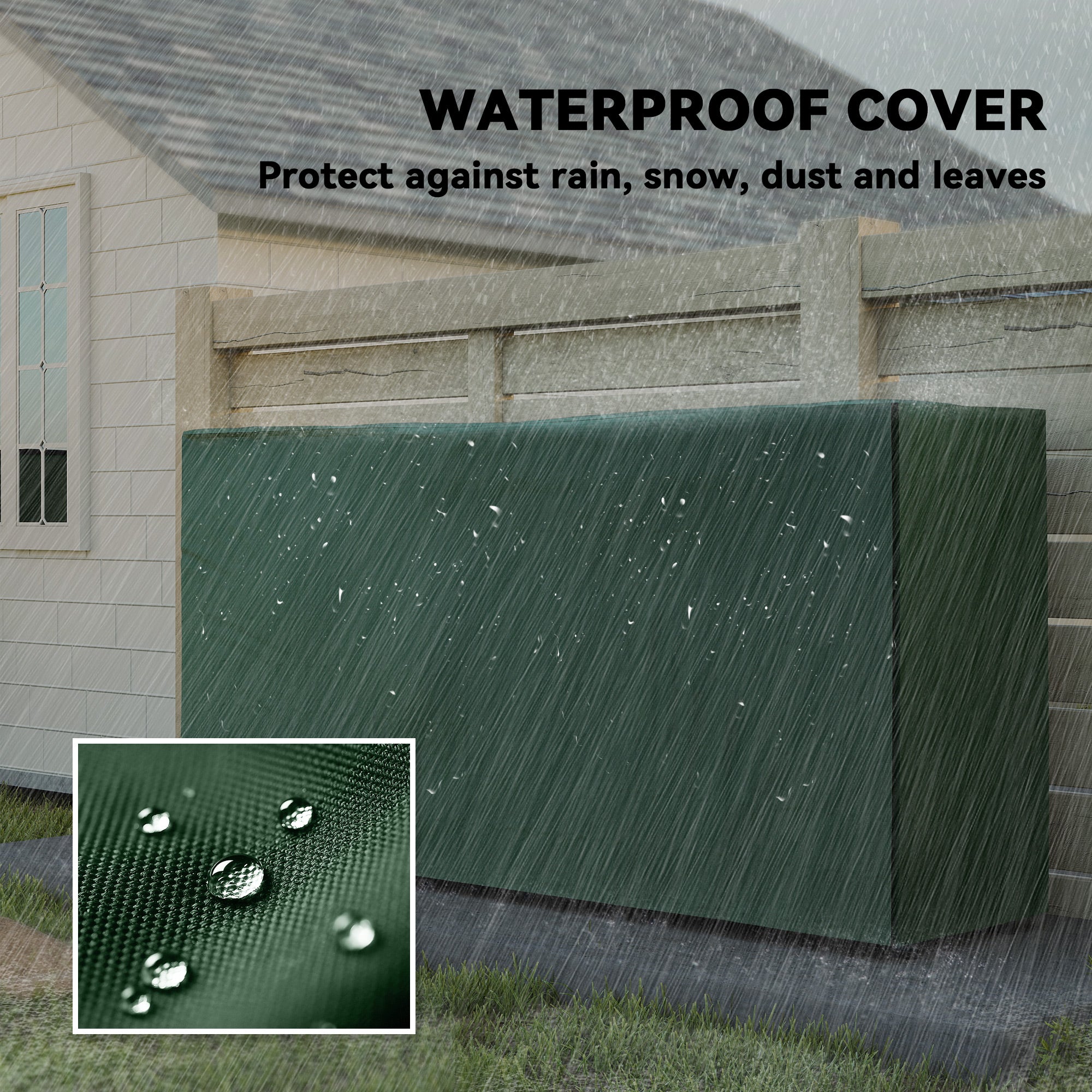 Outsunny Firewood Rack with Waterproof Cover, Heavy Duty Metal Log Store Indoors, Log Storage Holder for Outdoor Indoor Fireplace, 200 x 36 x 99 cm, Dark Green