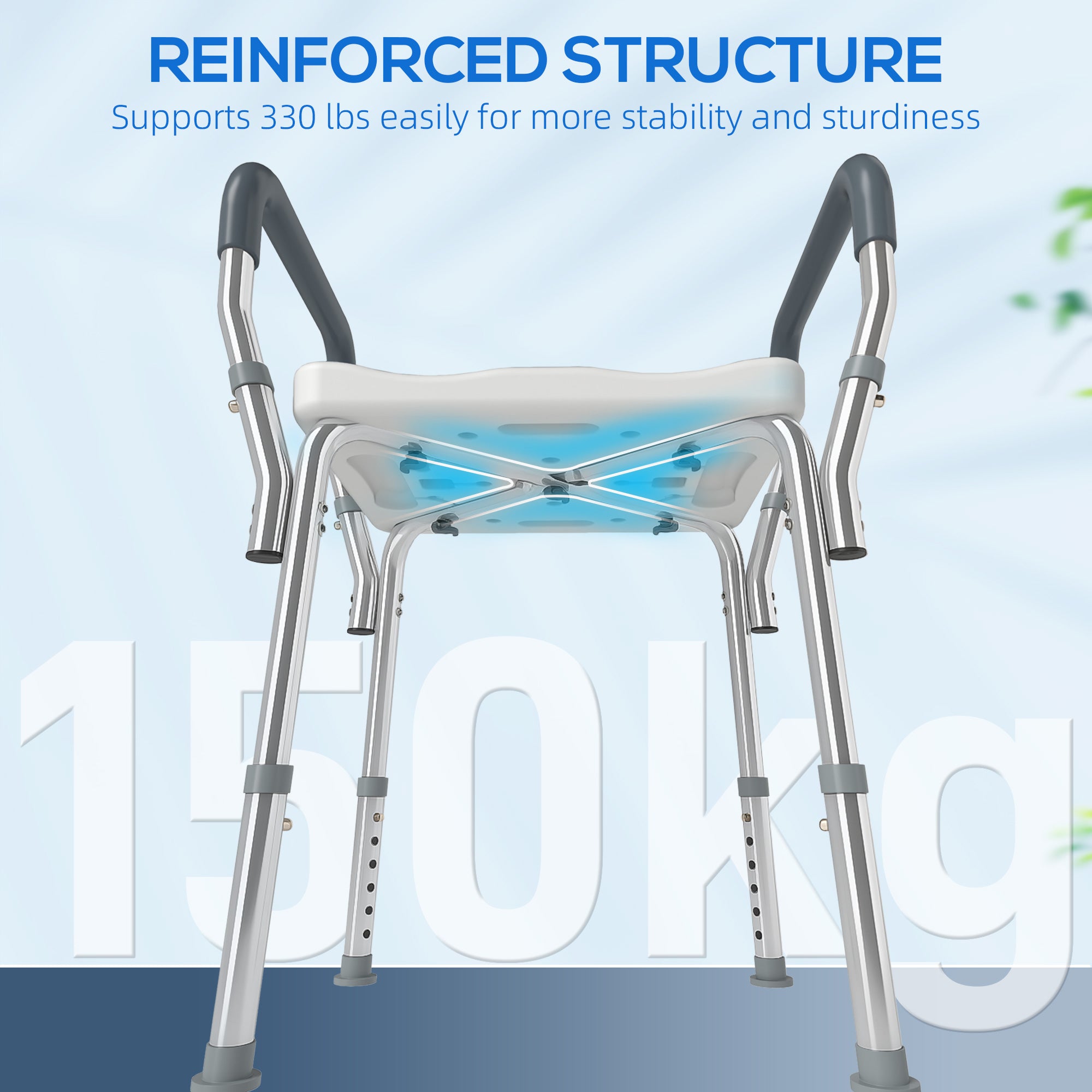 HOMCOM 57-69cm Aluminium Frame Bath Seat