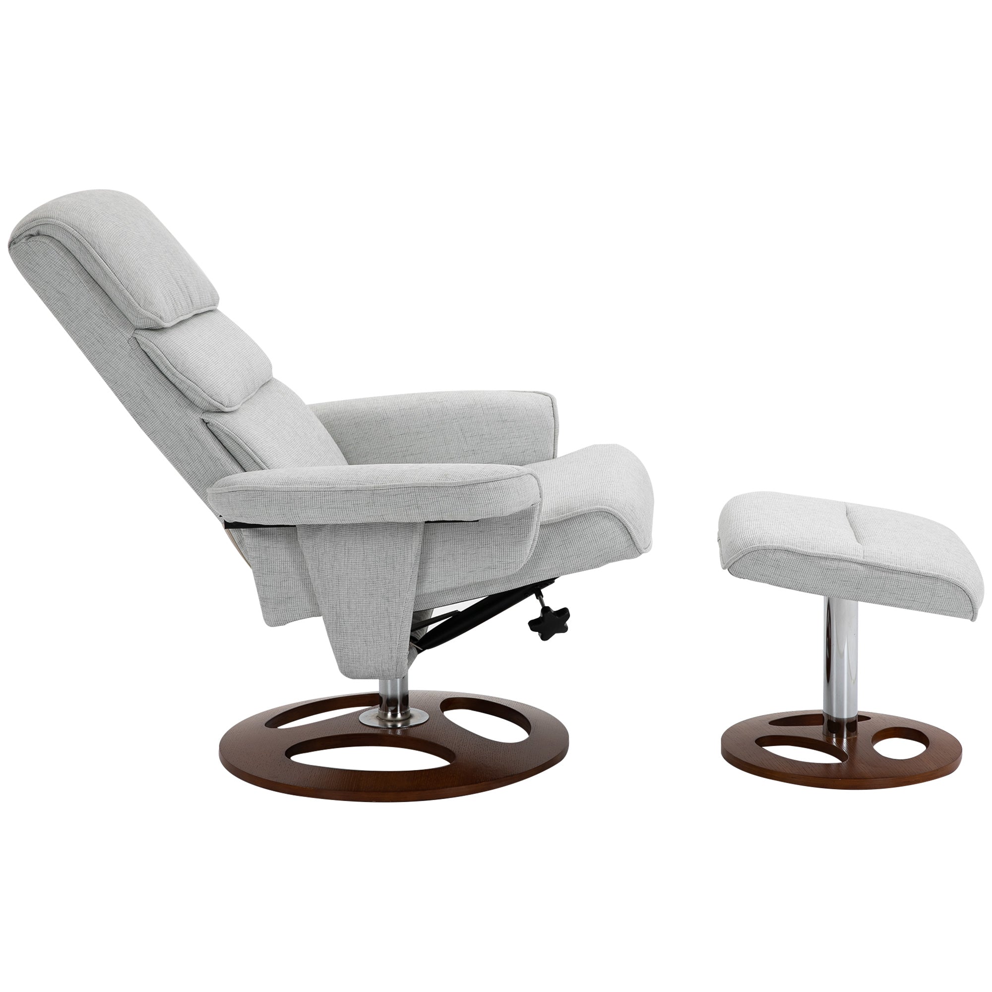 HOMCOM Recliner Chair Ottoman Set 360\'c2\'b0 Swivel Sofa Stool Modern Soft Thick Padding Wood Base Grey