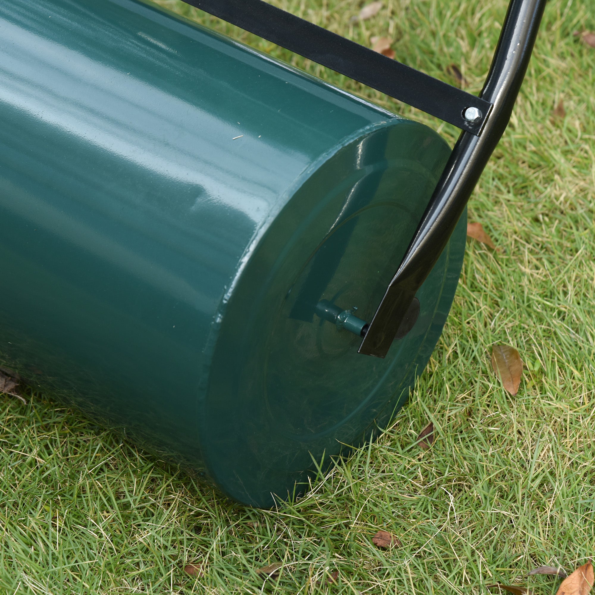 Outsunny 30 L Heavy Duty Water Or Sand Filled Φ30cm Garden Steel Lawn Roller Drum - Dark Green