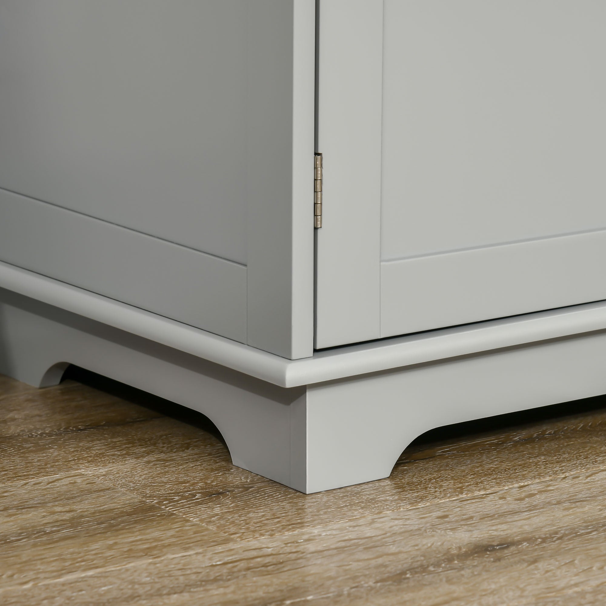 HOMCOM Sideboard with Rubberwood Top and Adjustable Shelves for Dining Room, Kitchen - Grey