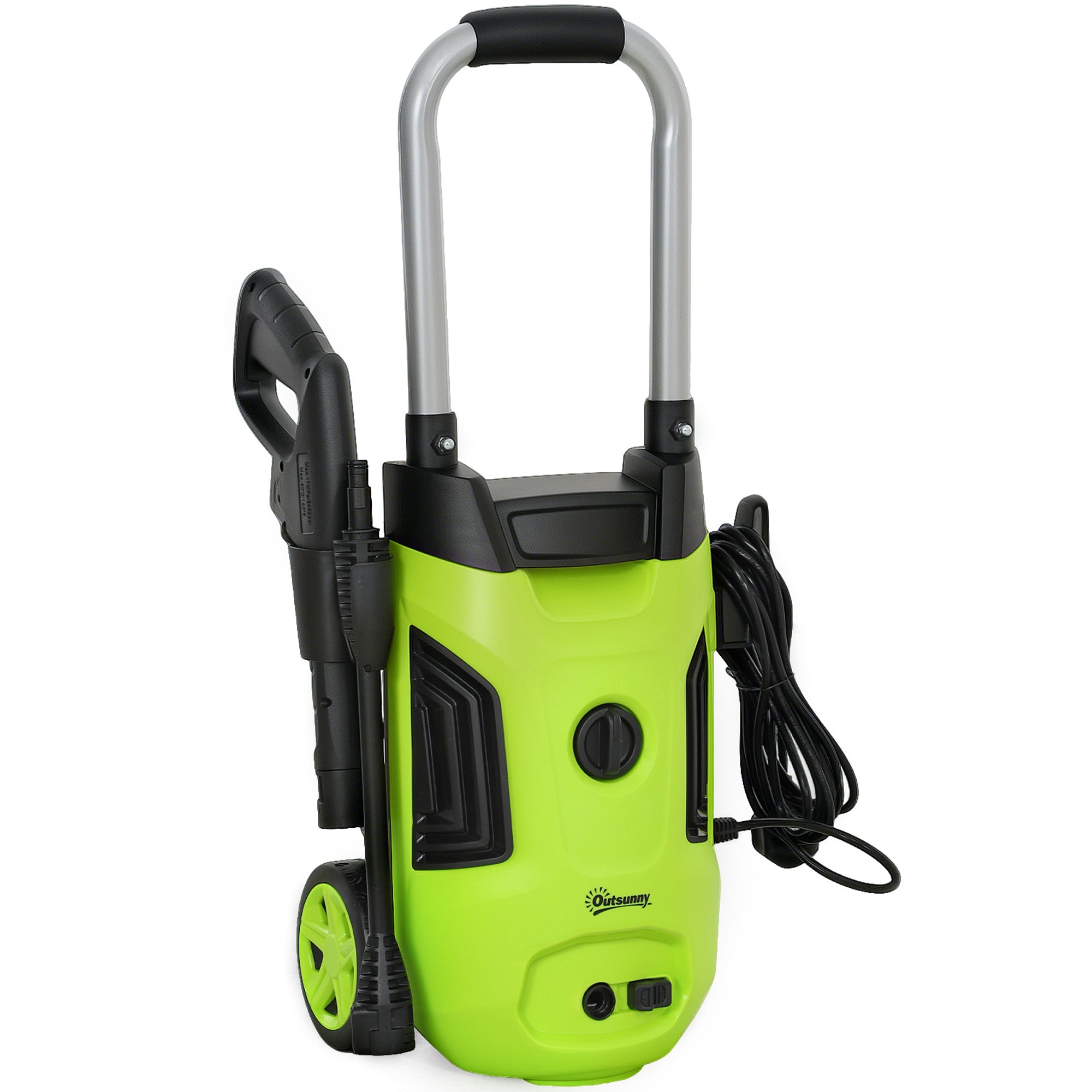 Outsunny 1800W High Pressure Washer, 150 Bar Pressure, 420 L/h Flow, Portable Electric Power Washer Jet Wash Cleaner with Adjustable Nozzle, 6M Hose, Steel Handle for Home Patio Car Driveway, Green
