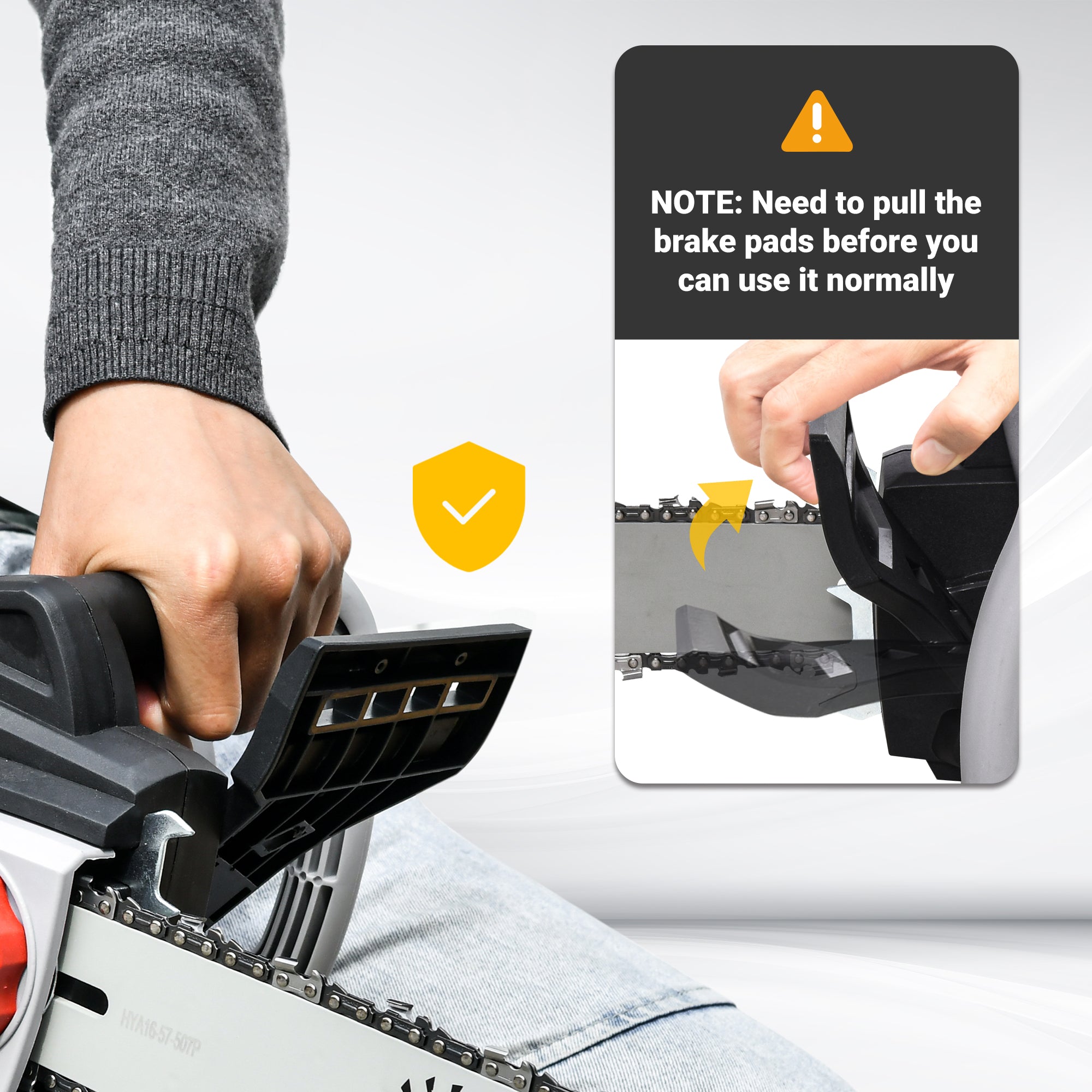 DURHAND 1600W Electric Chainsaw with Double Brake, Tool-Free Chain Tensioning and 40cm Guide Bar and Chain, Power Saw to Cut Wood, Auto Chain Lubrication