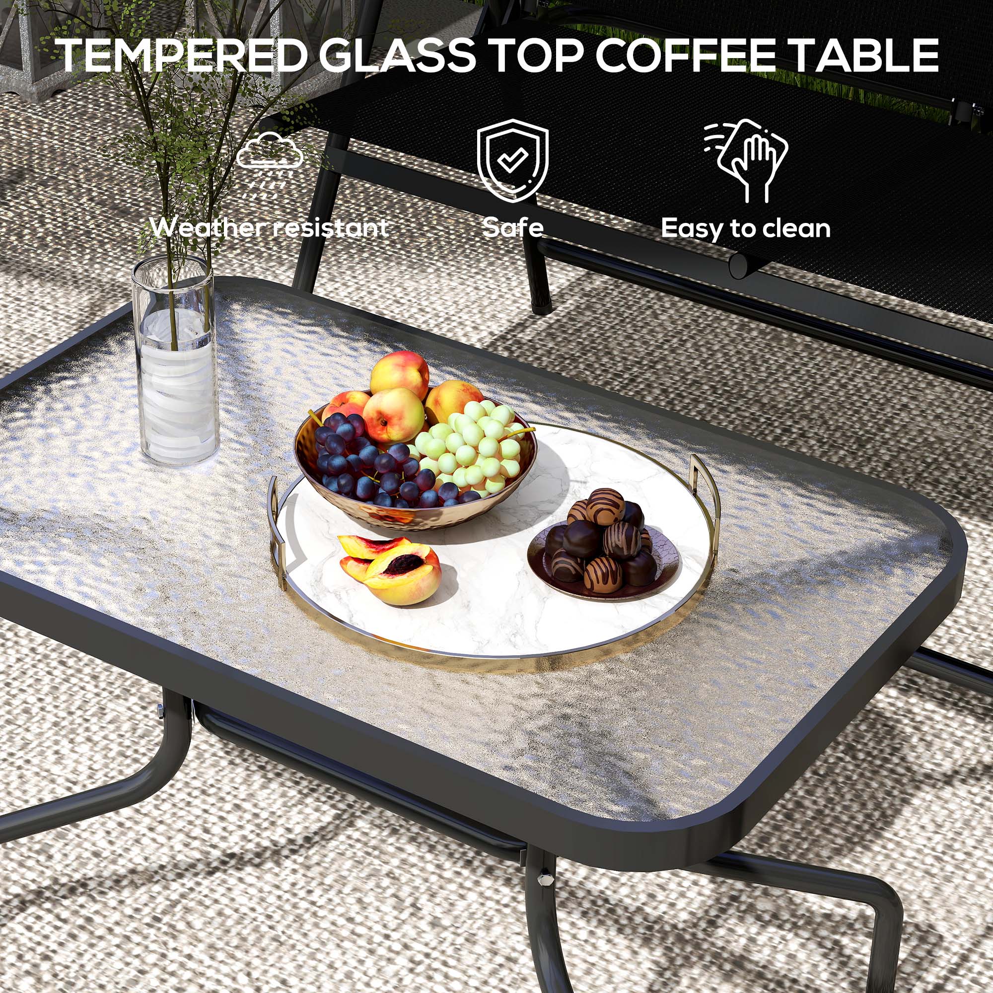 Outsunny 4 Pieces Patio Furniture Set - Black