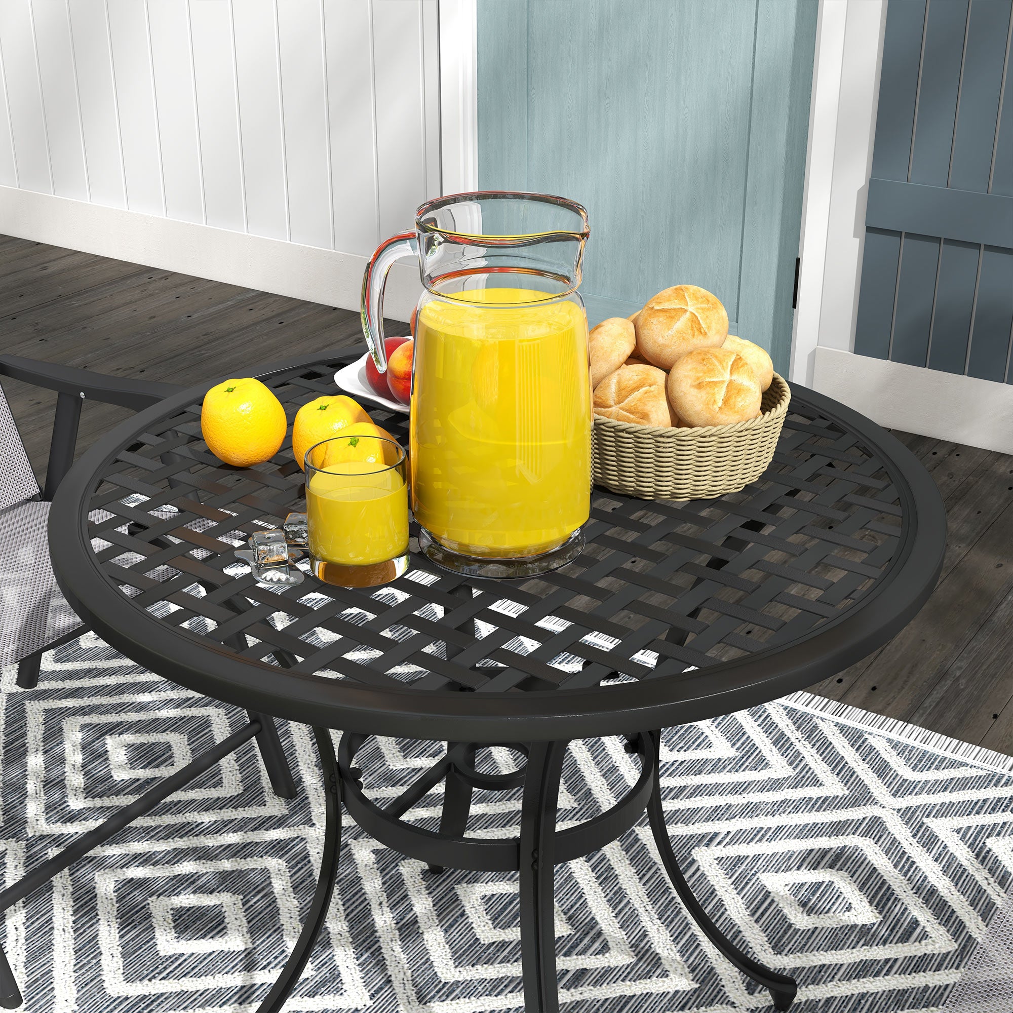 Outsunny Round Aluminium Table, with \'e2\'8c\'8050mm Parasol Hole
