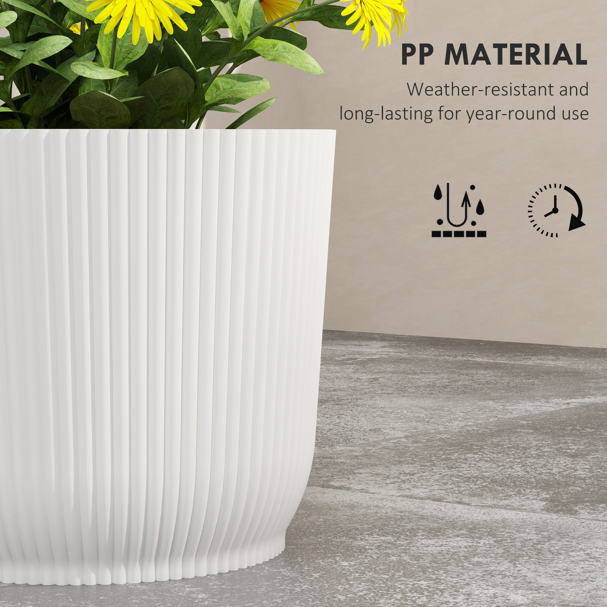 Outsunny Set of Two \'d0\'a422cm Planters - White