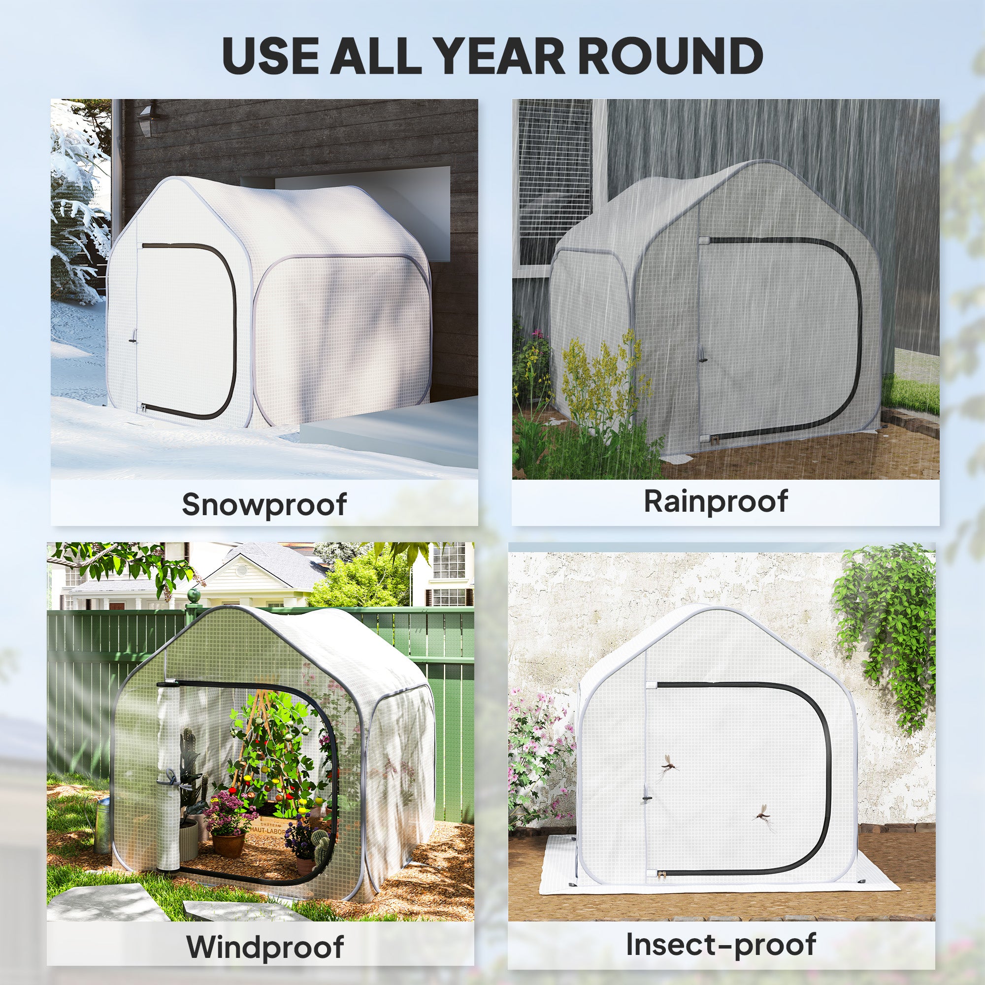 Outsunny 150 x 148cm Pop-Up Greenhouse - White