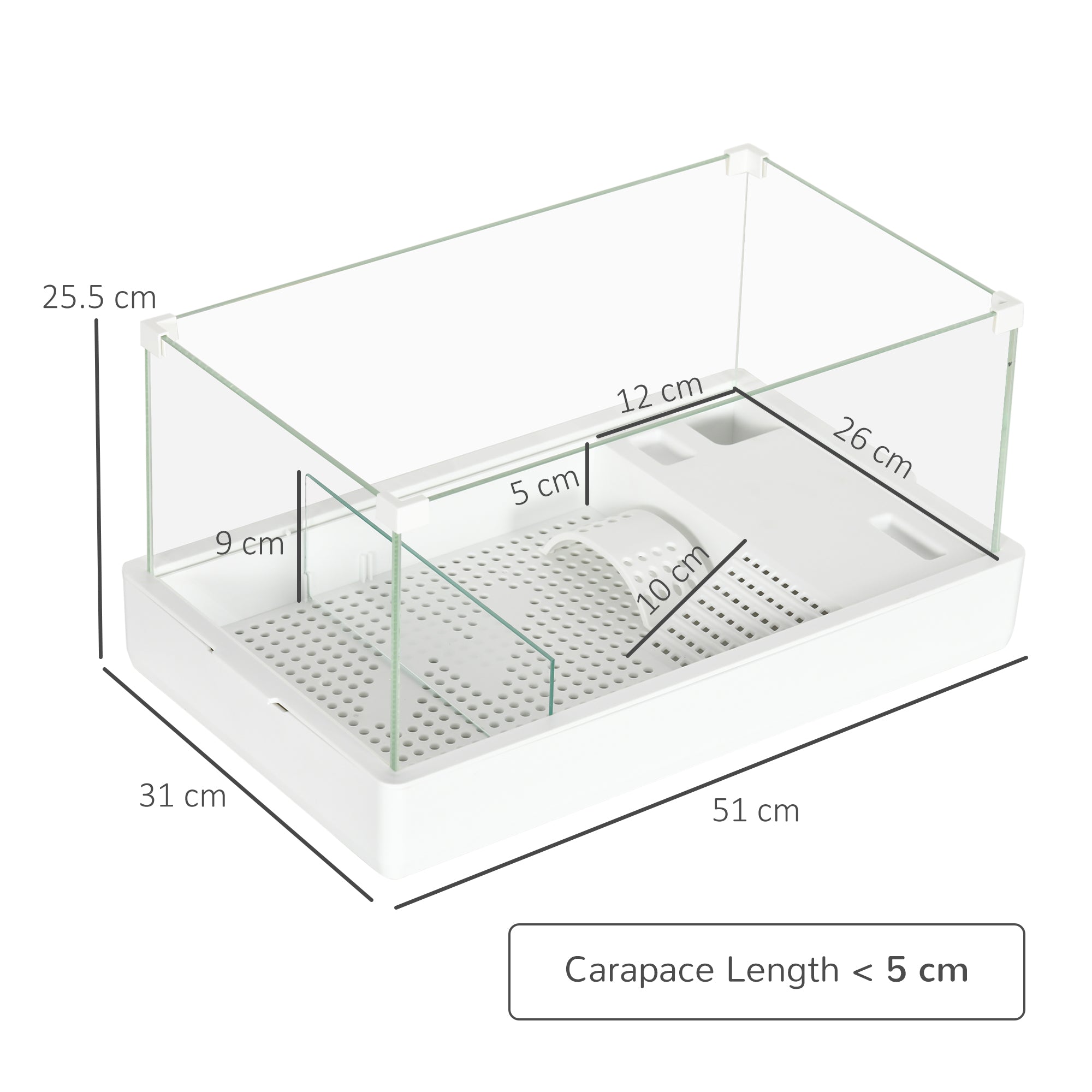 PawHut Turtle Tank, Aquarium Glass Tank w/ Basking Platform, Filter Layer