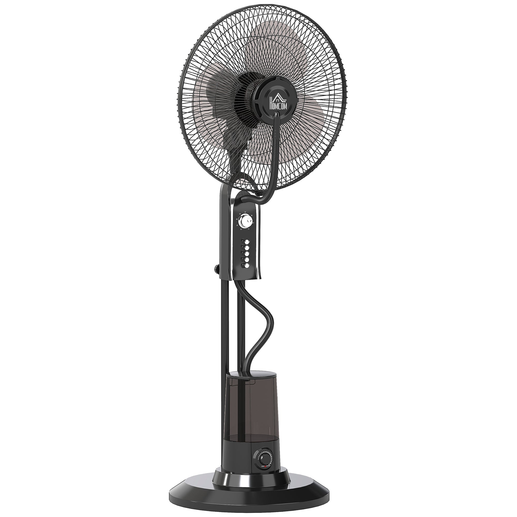 HOMCOM Pedestal Fan with Water Mist Spray, Spray Misting Fan with 70° Oscillation, Tilt Head, 4 Speeds, 3 Modes, Adjustable Mist, 3.2L Water Tank, for Home, 120 cm