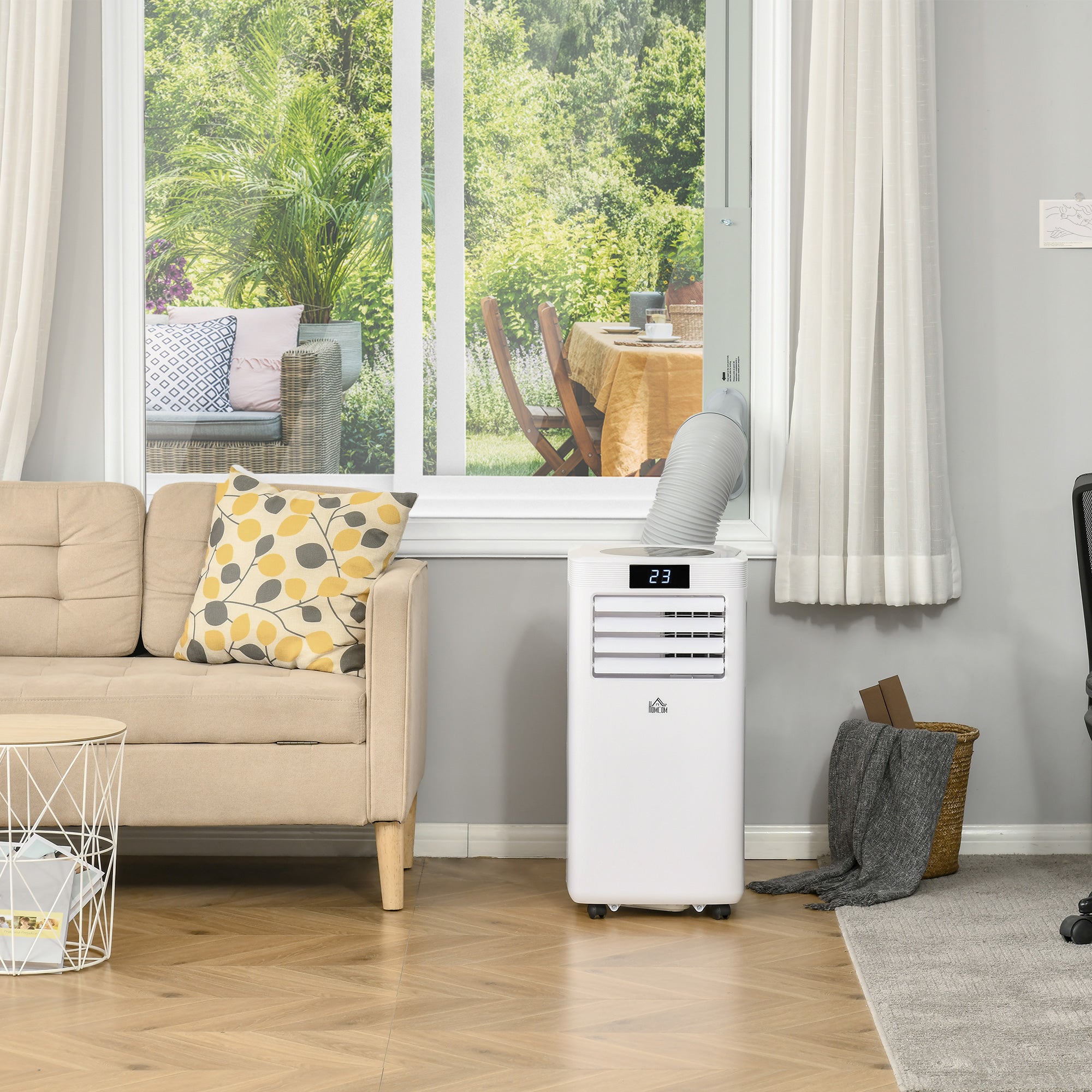 HOMCOM 10000 BTU Air Conditioning Unit, 3-in-1 Portable Air Conditioner, Dehumidifier, Cooling Fan with Remote Control, Digital Display, 2 Speeds, 24H Timer, Window Venting Kit, 22m\'c2\'b2