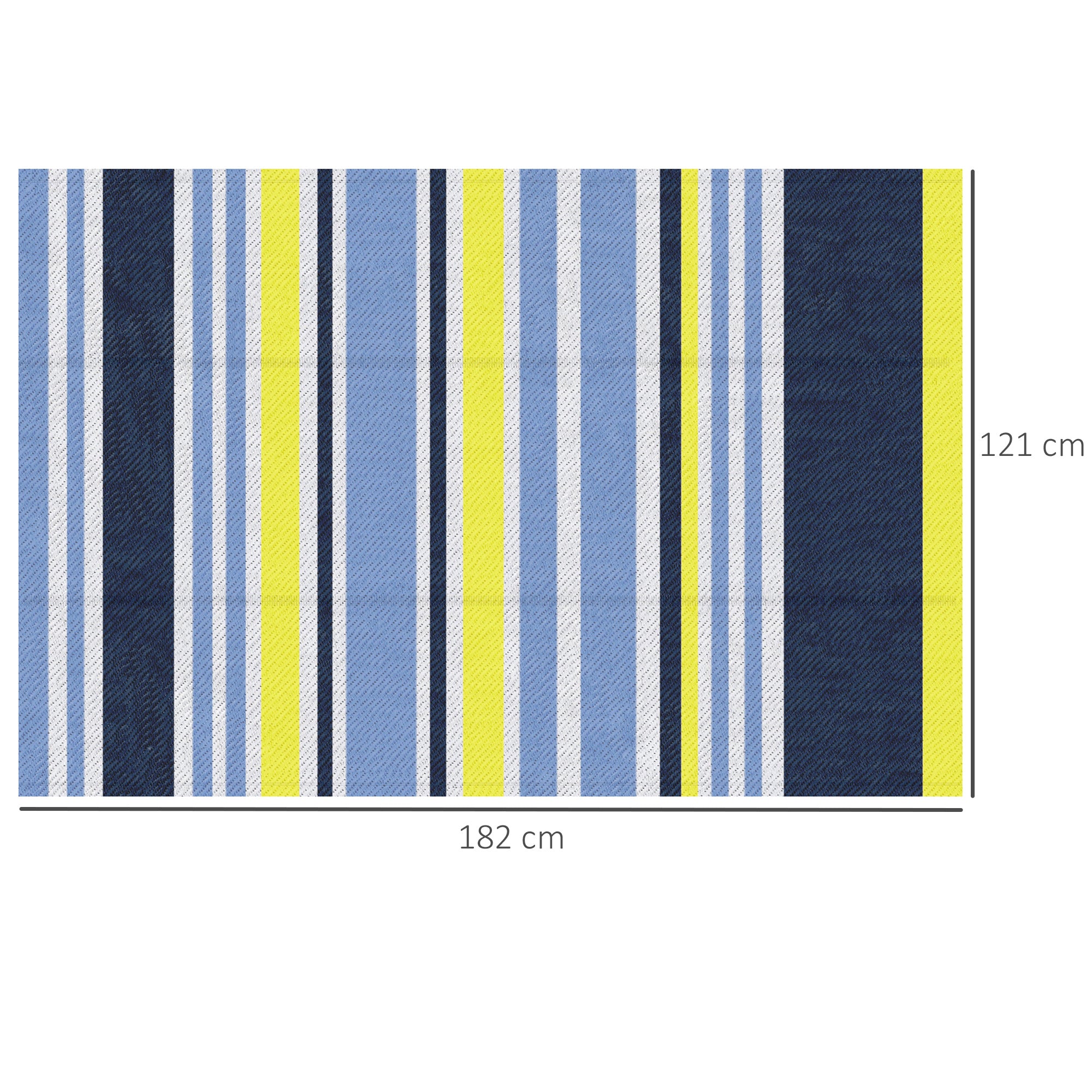 Outsunny Reversible Outdoor Rug, Waterproof Plastic Straw Mat for Backyard, Deck, RV, Picnic, Beach, Camping, 121 x 182 cm, Dark Blue and Yellow