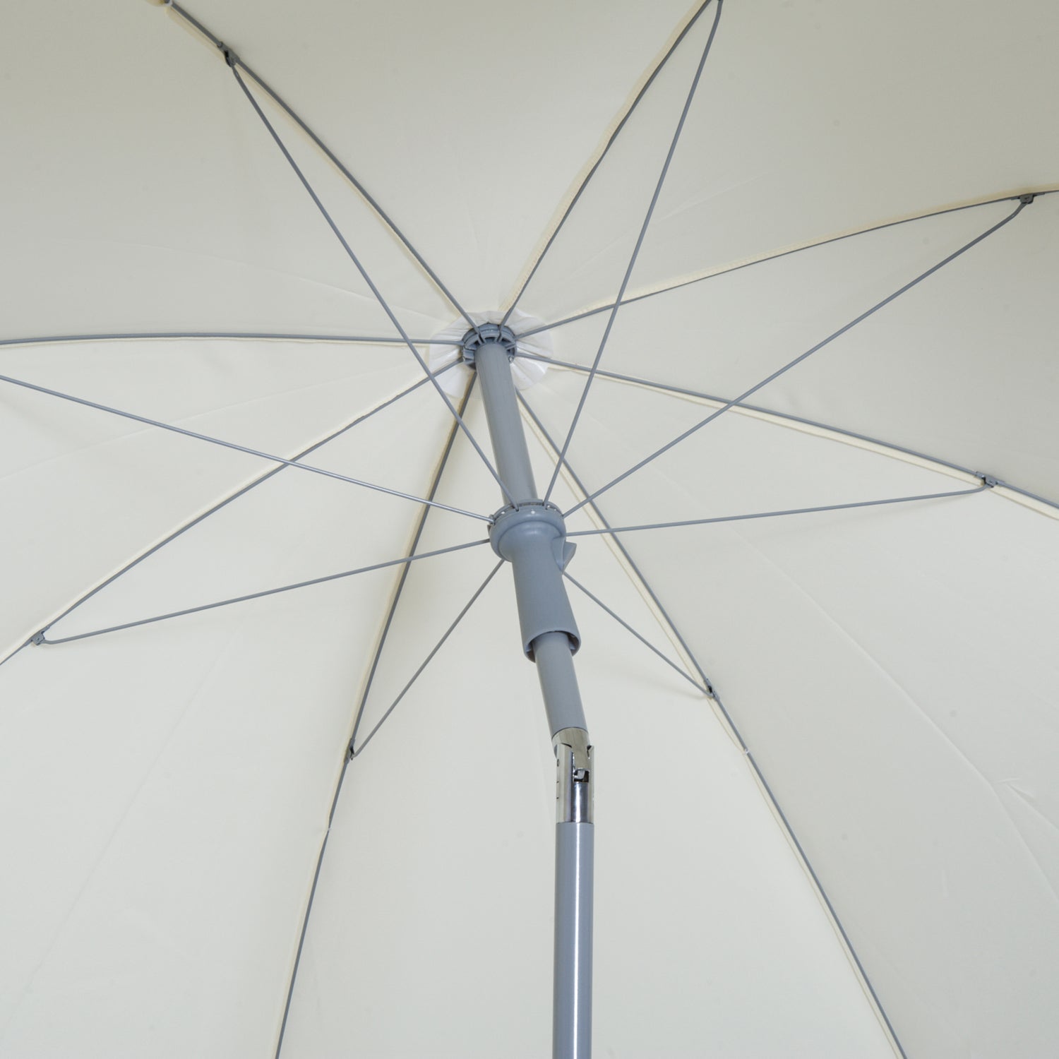 Outsunny 2.2m Beach Umbrella, Portable Parasol with Tilting Function, Outdoor Sunshade Shelter with 8 Ribs, Cream White