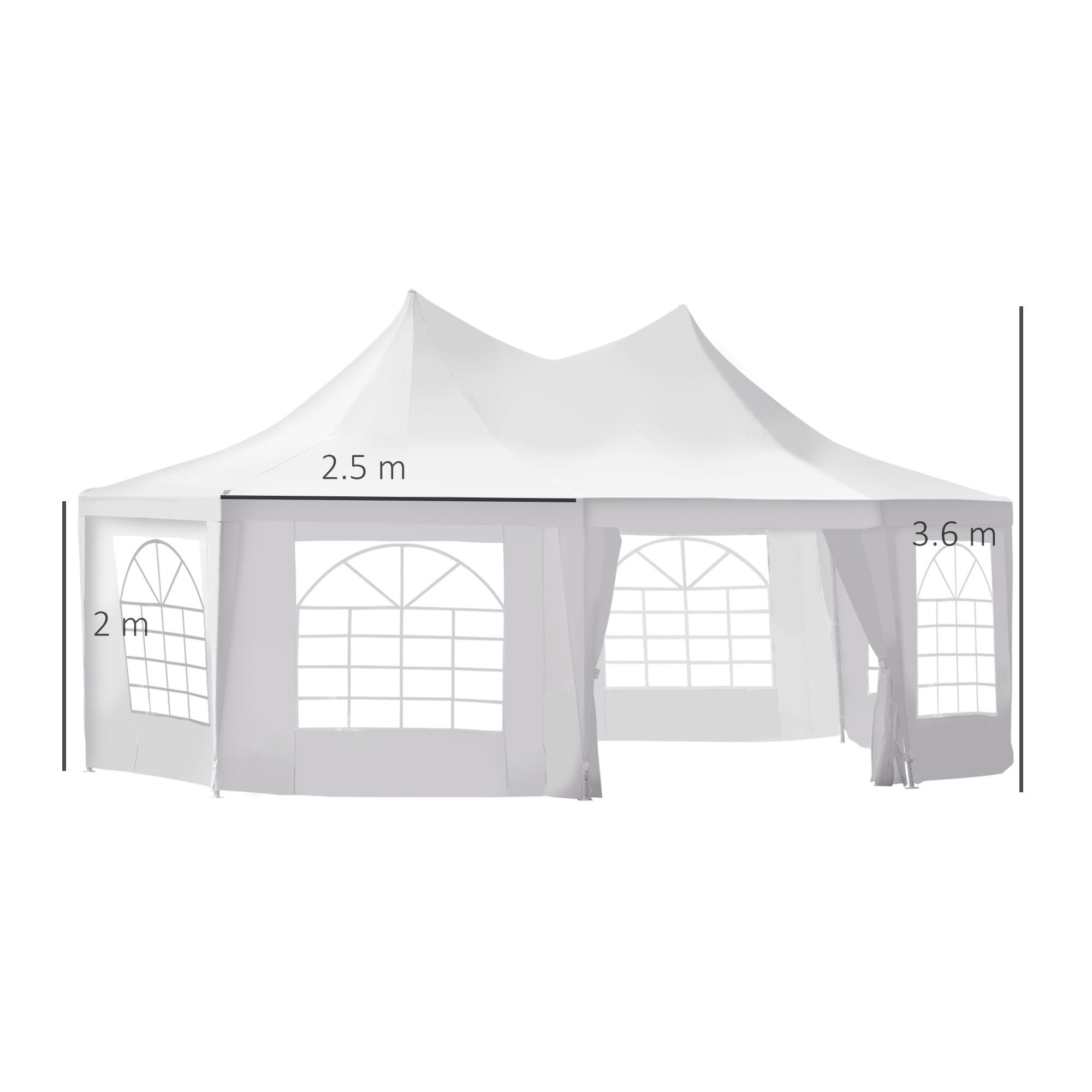 Outsunny 6.8x5M Octagonal Marquee Gazebo, Heavy Duty Wedding Party Tent with Sides and Doors, White