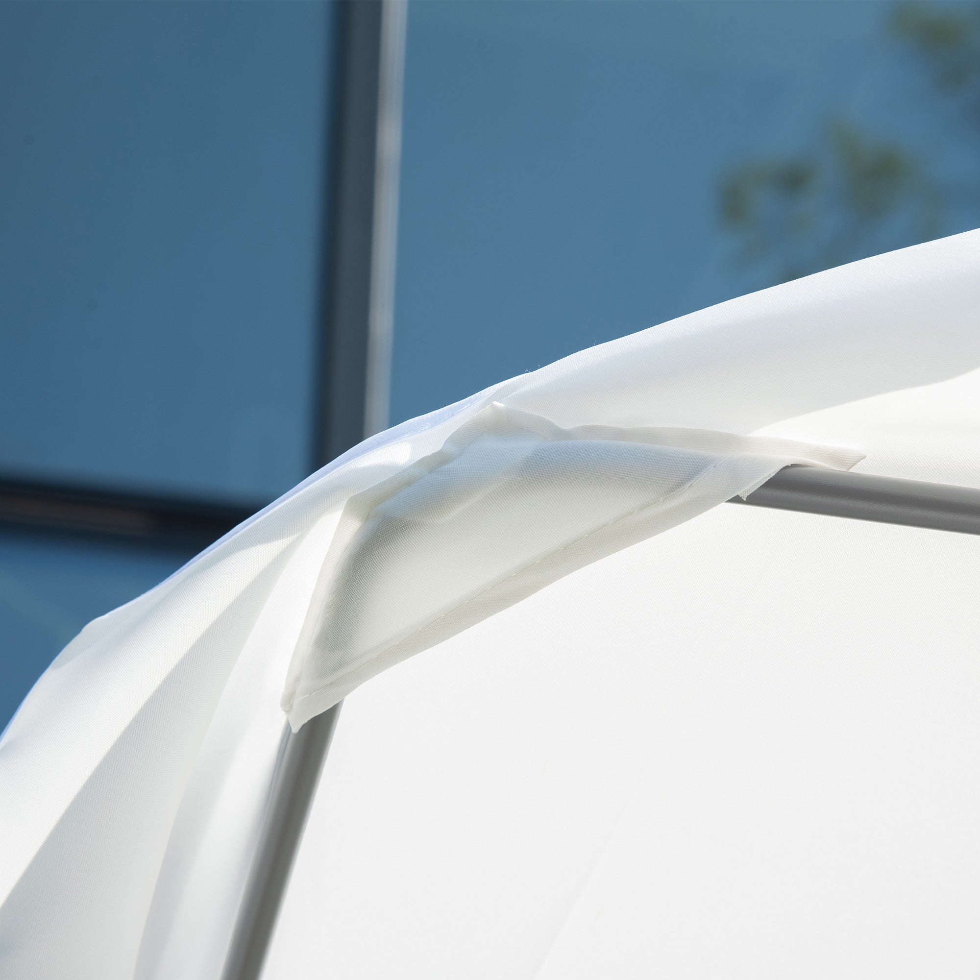 Outsunny Double Hammock Sun Lounger Bed with Canopy Shelter, Wheels & 2 Pillows, White