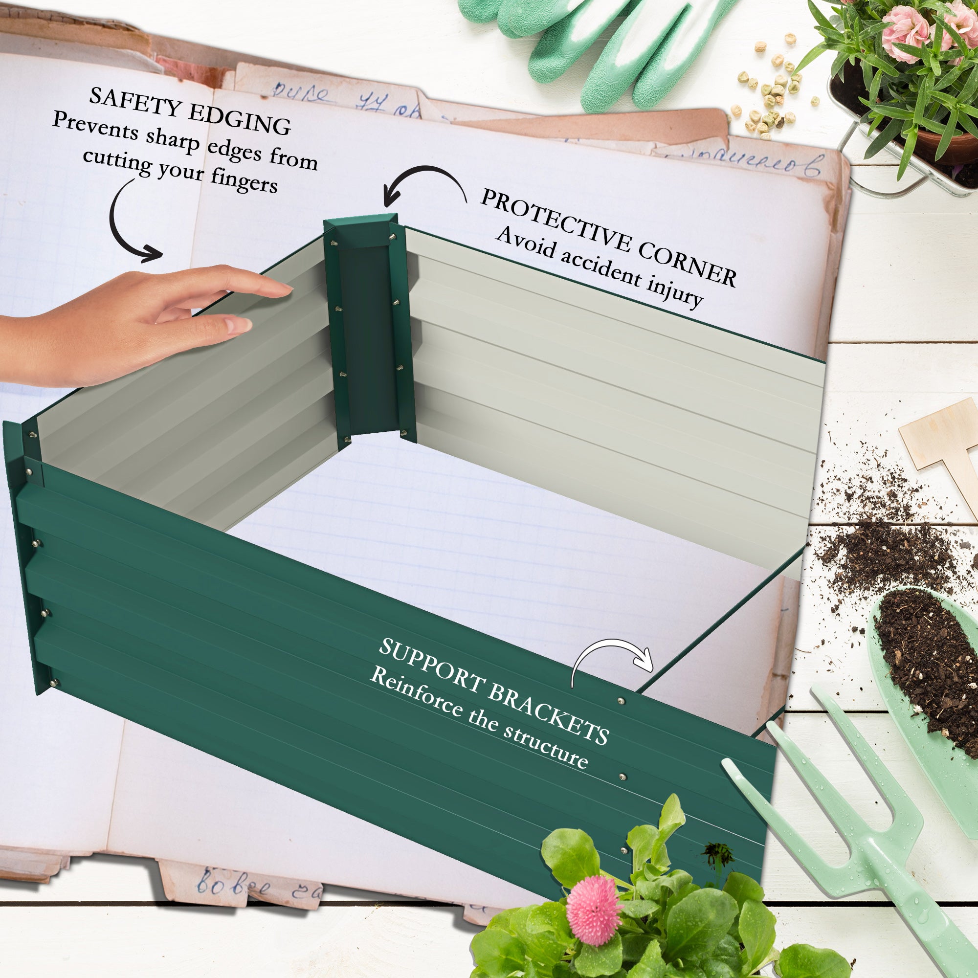 Outsunny 60 x 240cm Galvanised Steel Planter, with Open Bottom