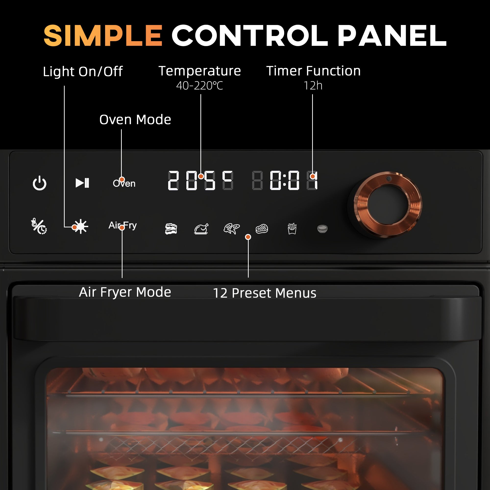 HOMCOM Air Fryer Oven, 13L Mini Oven, Multifunction Countertop Convection Oven w/ 12 Presets, Adjustable Temp and Time, 1500W