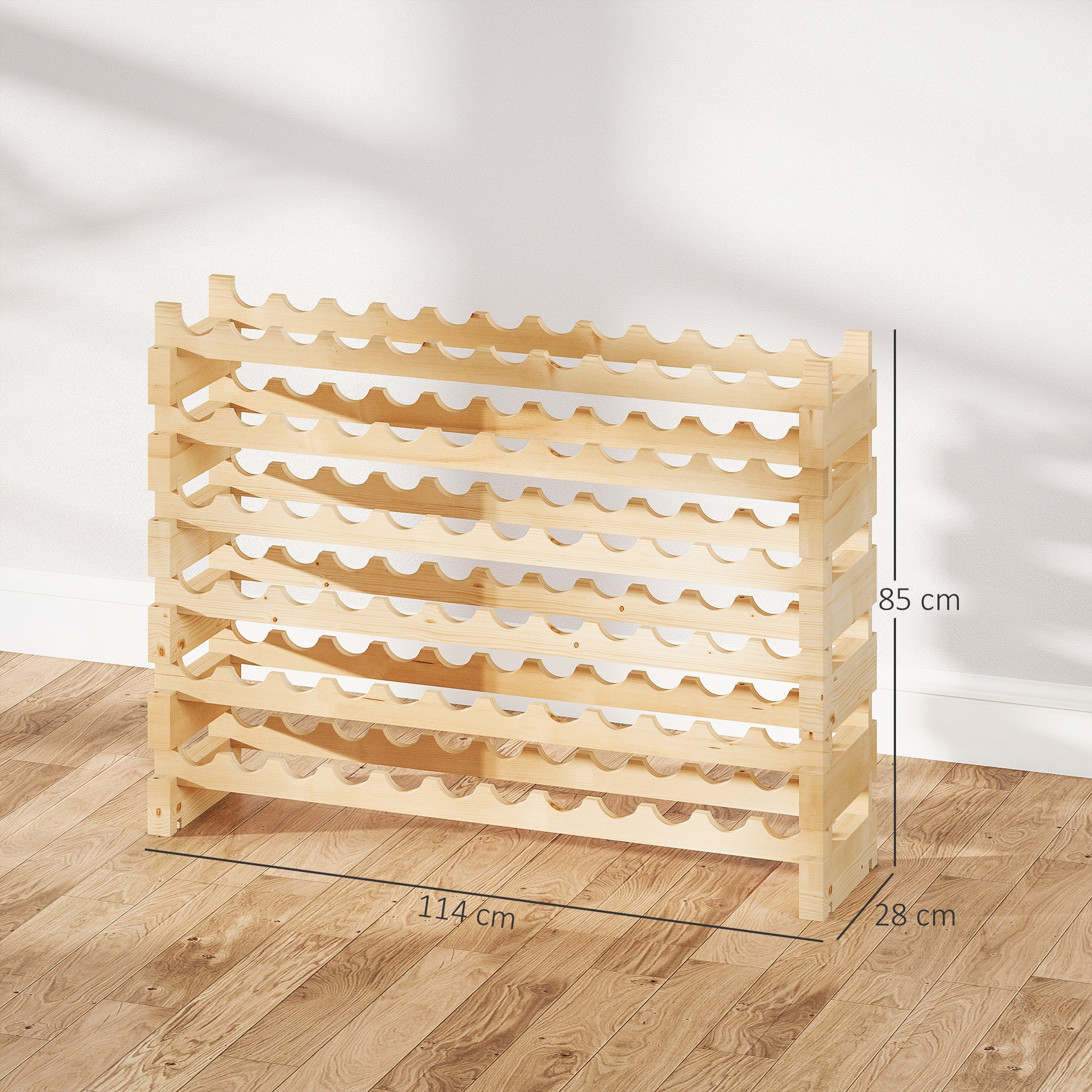 HOMCOM Six-Tier, 72 Bottle Wooden Wine Rack Set of 2 - Natural