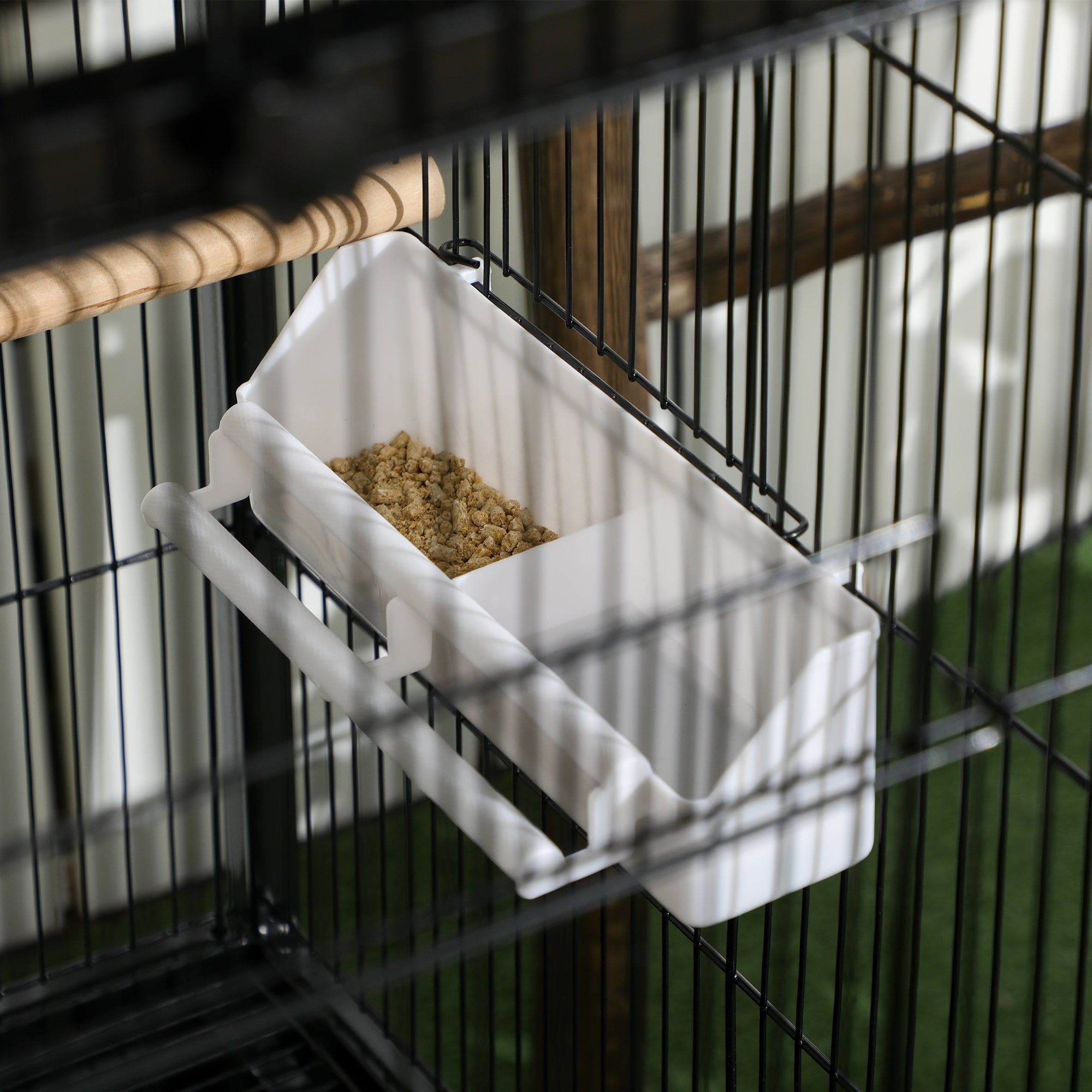 PawHut Bird Cage Budgie Cage 2 In 1 Large Aviary with Wheels Removable Trays for Finch Canaries Cockatiels Black