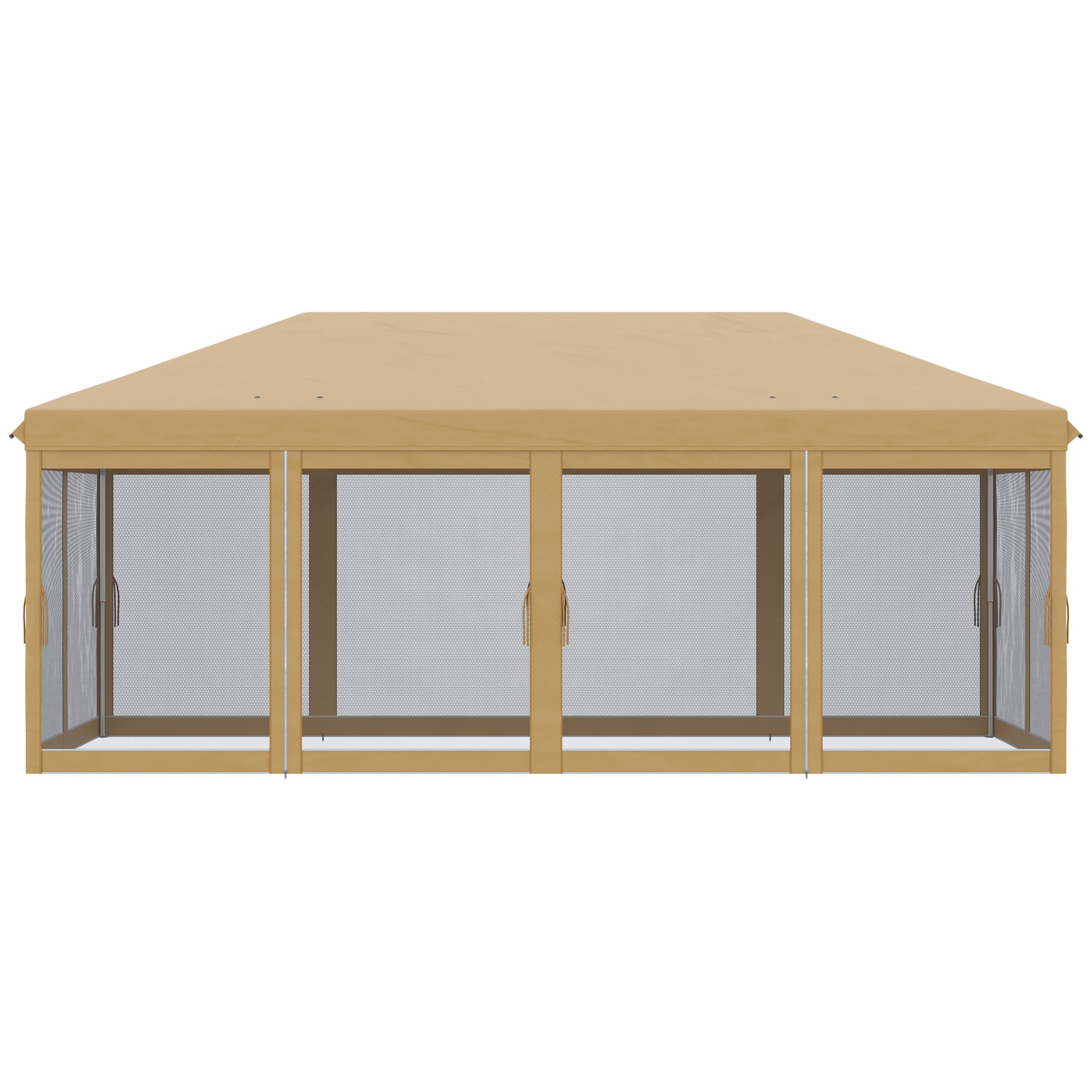 Outsunny 3 x 6m Pop Up Gazebo, Outdoor Canopy Shelter, Marquee Party Wedding Tent with 6 Mesh Walls and Carry Bag, Beige