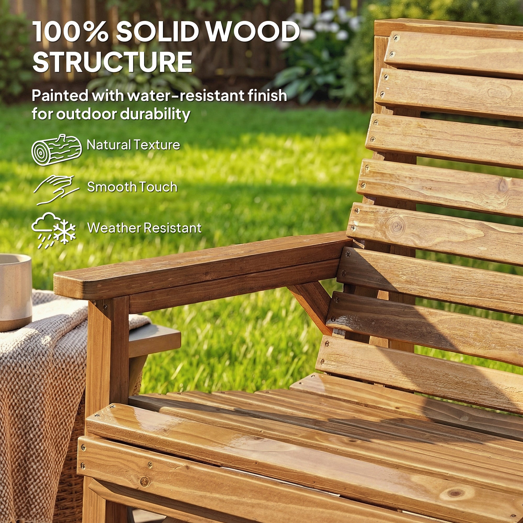 Outsunny Wooden Garden Furniture Set , 1 Chair, 1 Bench and Detachable Table, Natural Wood Finish