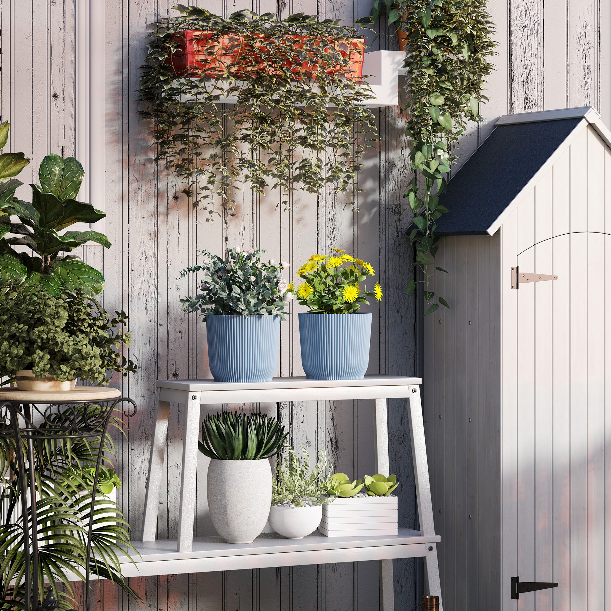Outsunny Set of Two \'d0\'a422cm Planters - Blue