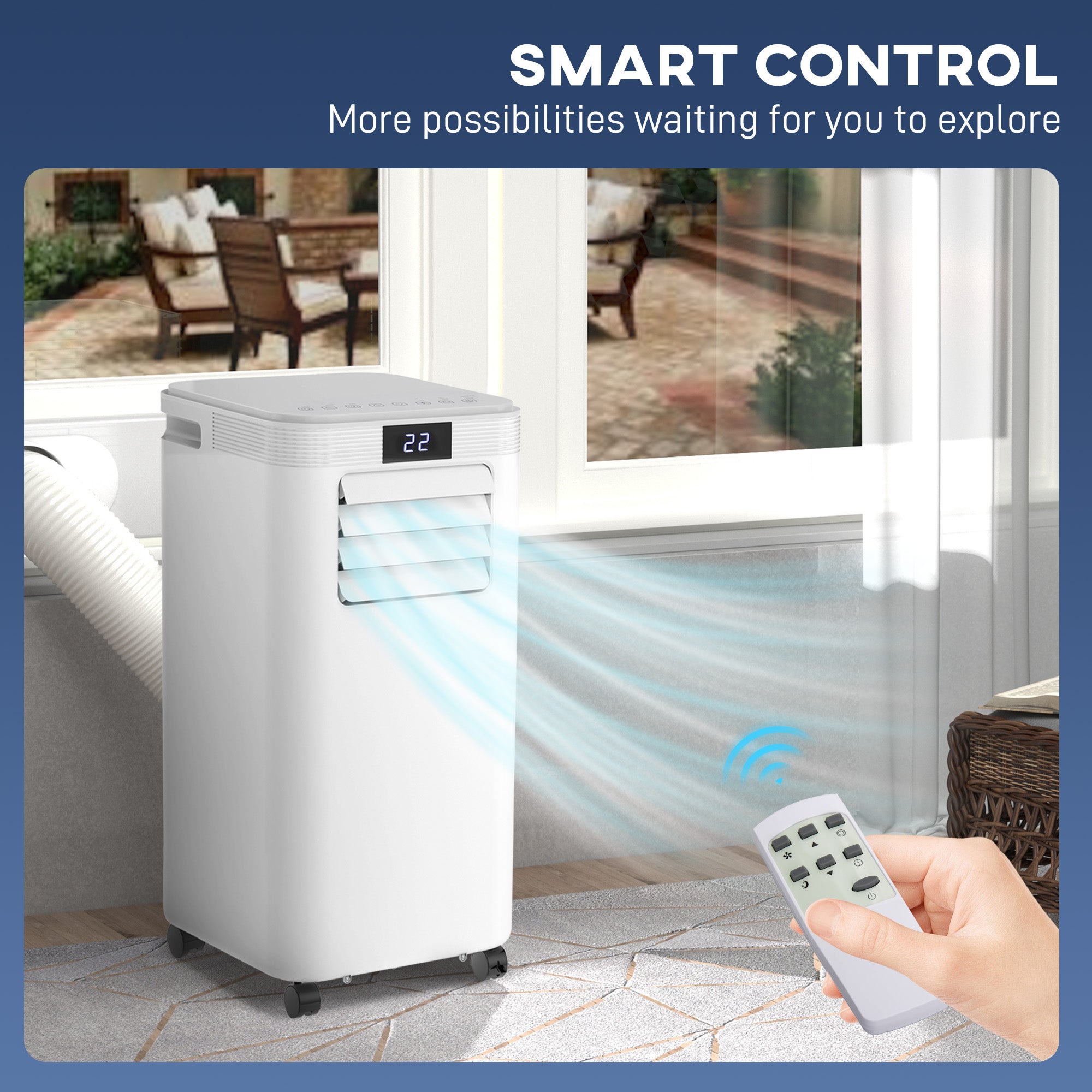 HOMCOM 8000 BTU Air Conditioning Unit, 3-in-1 Portable Air Conditioner, Dehumidifier, Cooling Fan with Remote Control, Digital Display, 2 Speeds, 24H Timer, Window Venting Kit, 18m²