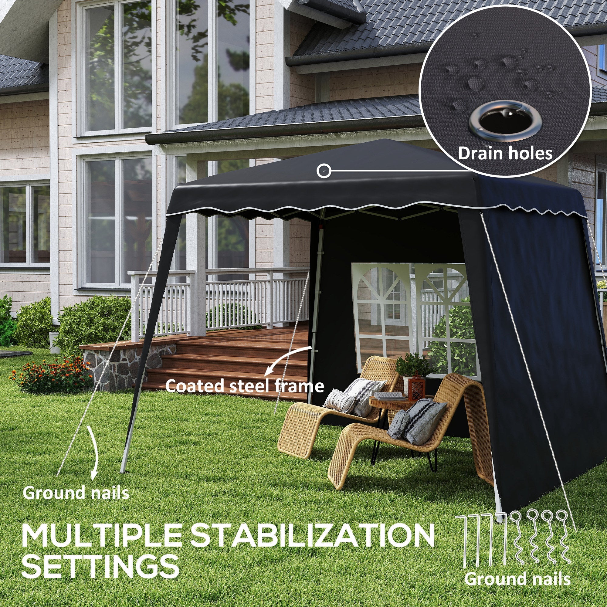 Outsunny 2.4 x 2.4m UV50+ Pop Up Gazebo - Black
