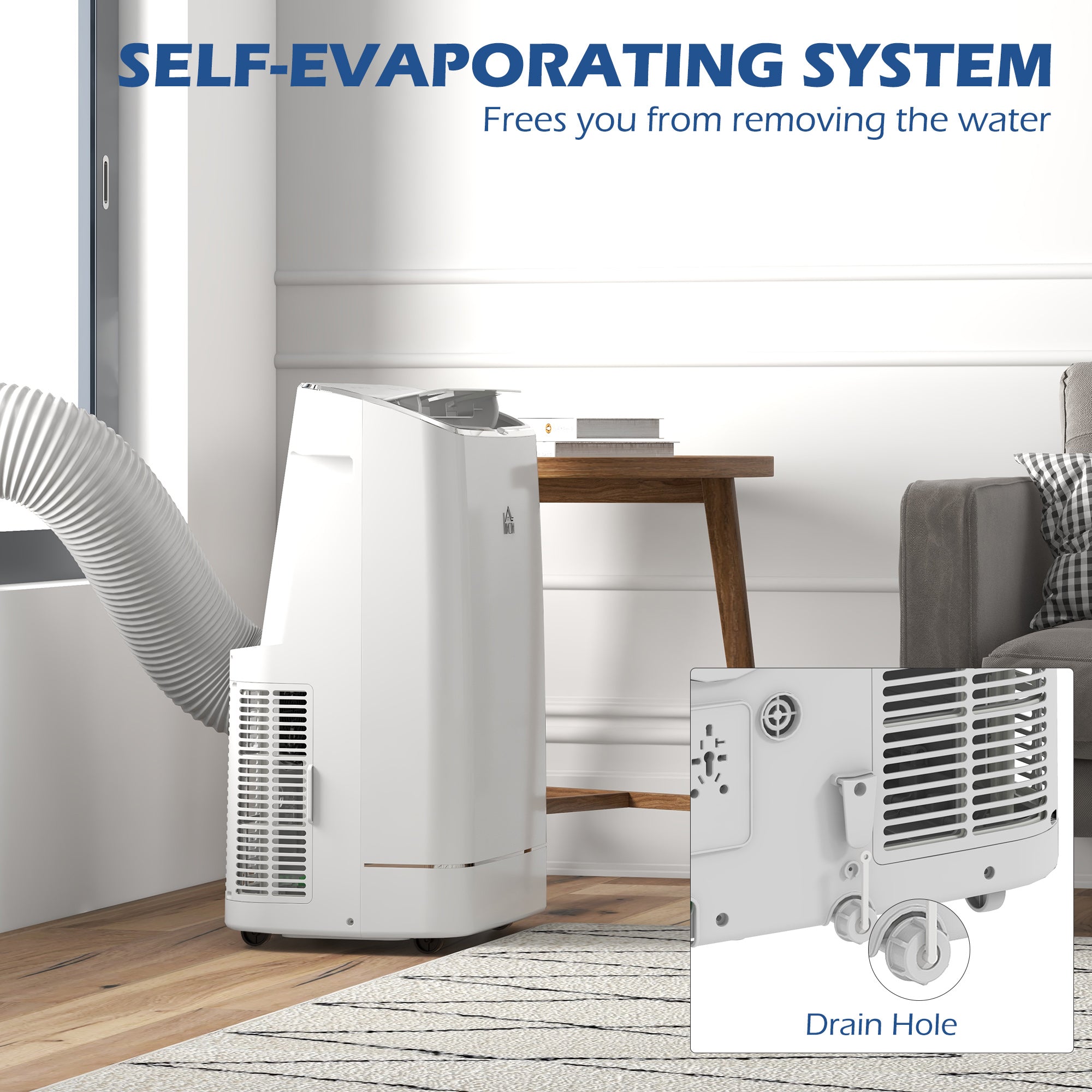 HOMCOM 14000 BTU Mobile Air Conditioner, 35m\'c2\'b2, Smart Home WiFi, with Dehumidifier, Fan, 24H Timer, Window Kit, White