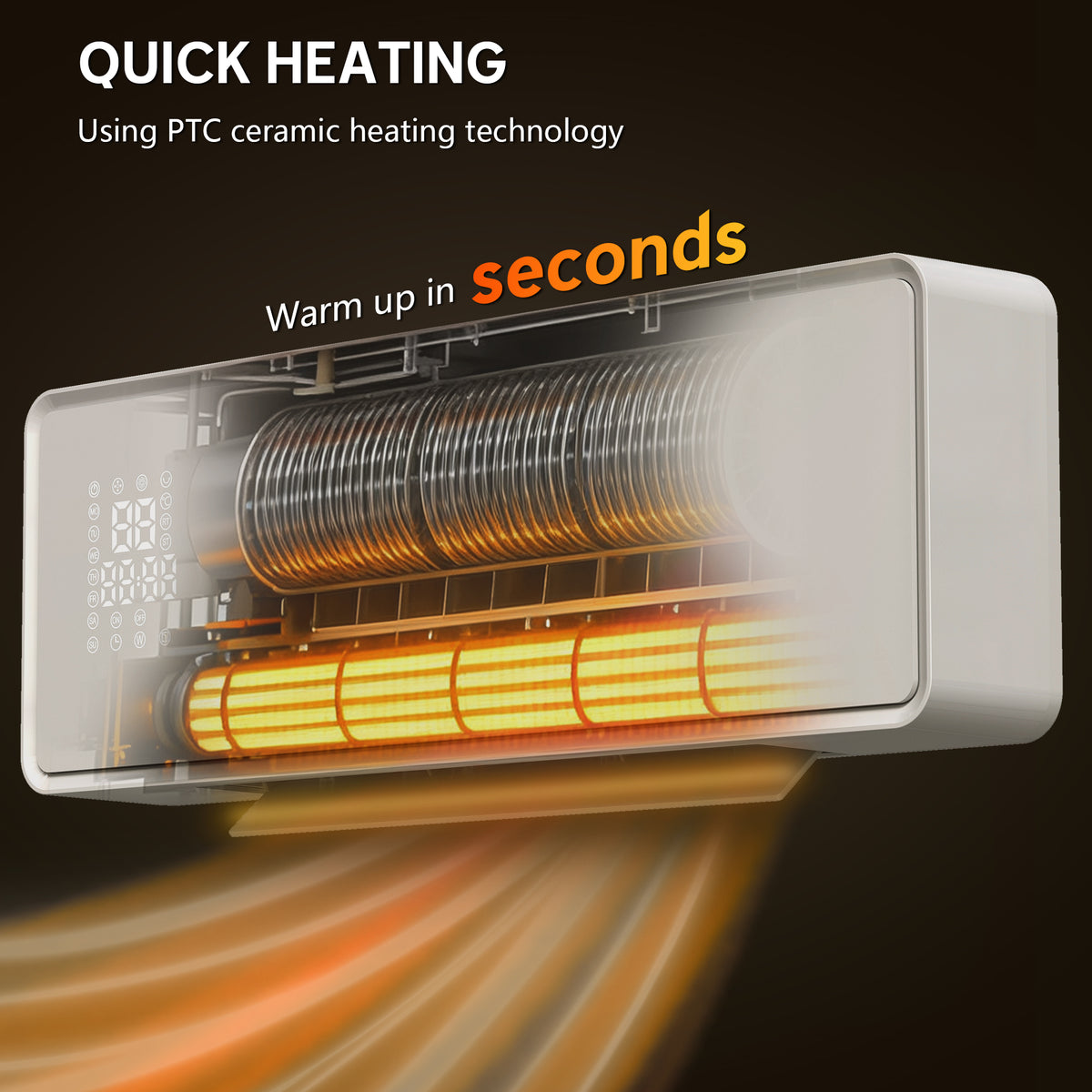 HOMCOM 2000W Glass-Panel PTC Fan Heater, Wall Mounted, 30° Oscillation, 54L x 18.7W x 12.3H cm - White