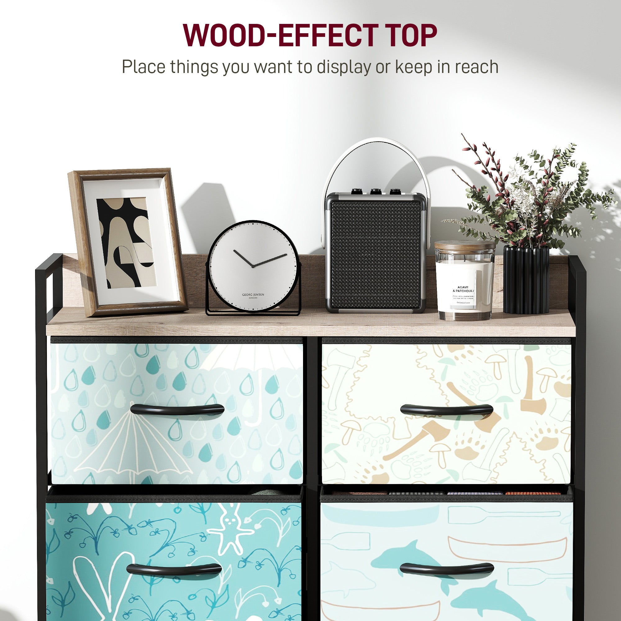 HOMCOM 6-Drawer Chest of Drawers - Blue