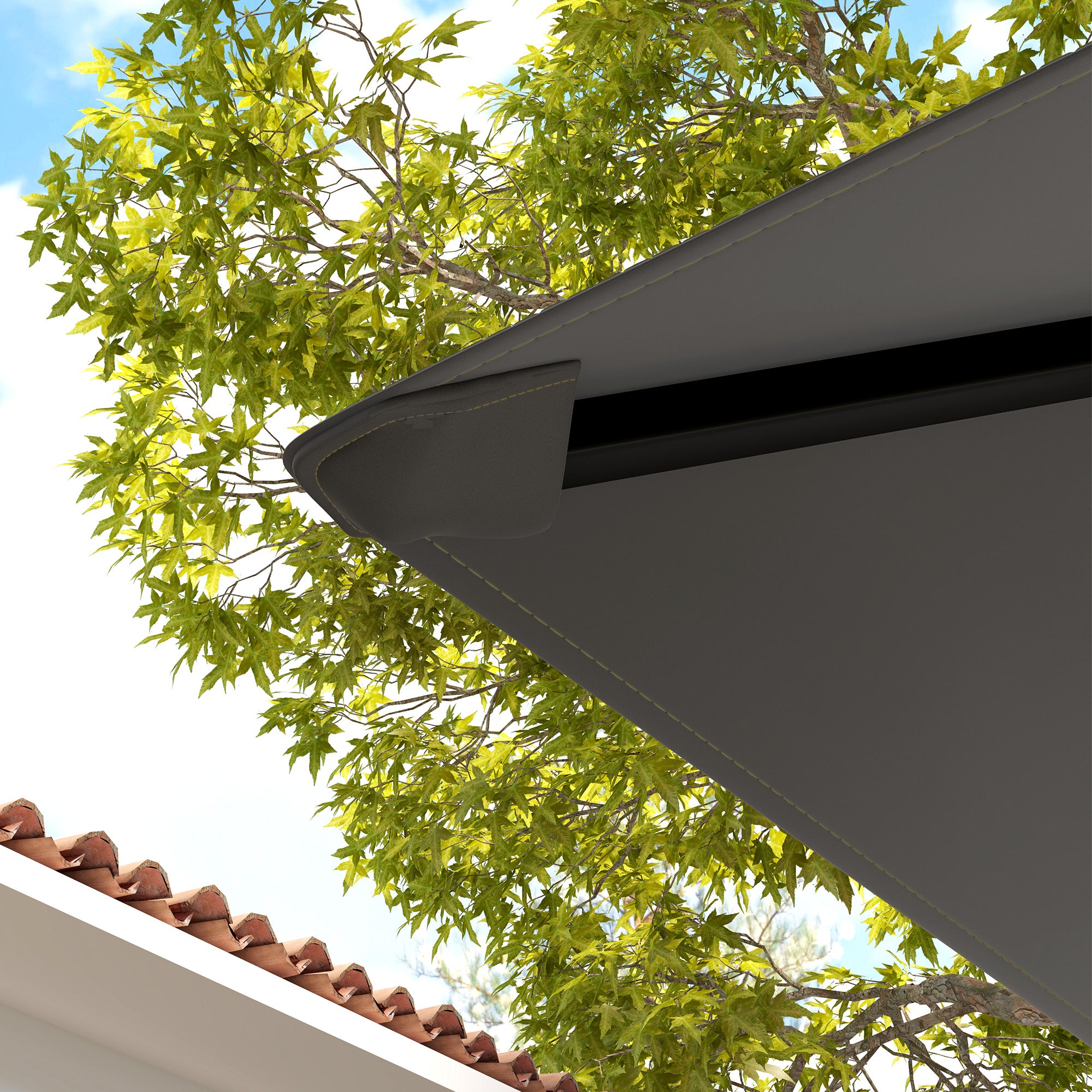 Outsunny 3 x 3(m) Gazebo Canopy Replacement Cover, Garden Gazebo Roof Replacement with Drain Holes, Water Resistant PVC Coating, 370g/\'e3\'8e\'a1, UPF30+, TOP COVER ONLY, Grey