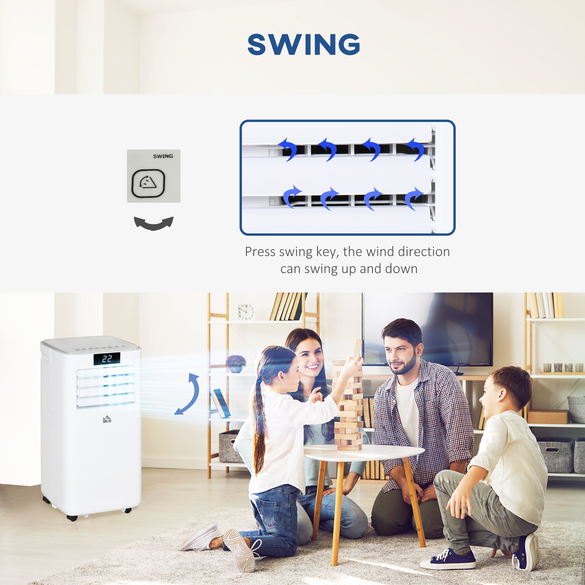 HOMCOM 7000 BTU Air Conditioning Unit, 3-in-1 Portable Air Conditioner, Dehumidifier, Cooling Fan with Remote Control, LED Display, 2 Speeds, 24H Timer, Window Venting Kit, 15m\'c2\'b2