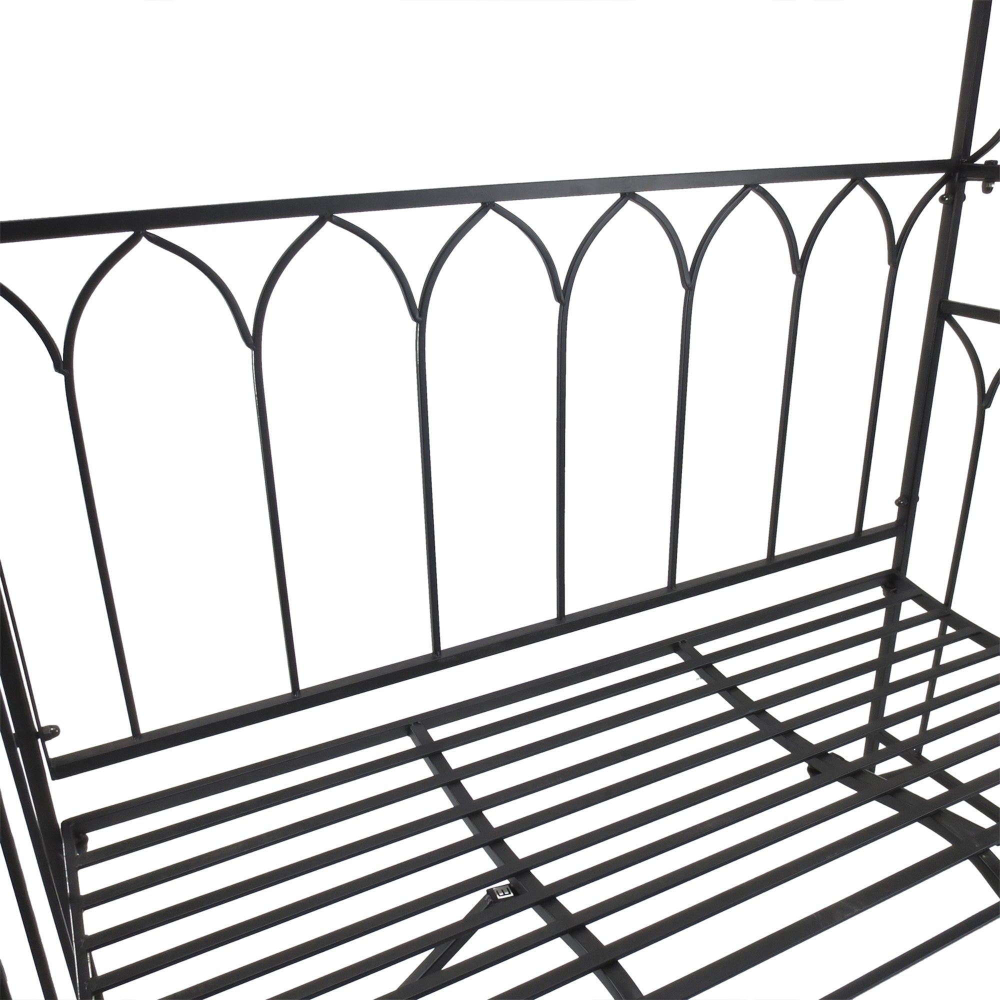 Outsunny Garden Metal Frame Bench W/Arch for Various Climbing Plant, 115Lx50Wx203H cm-Black
