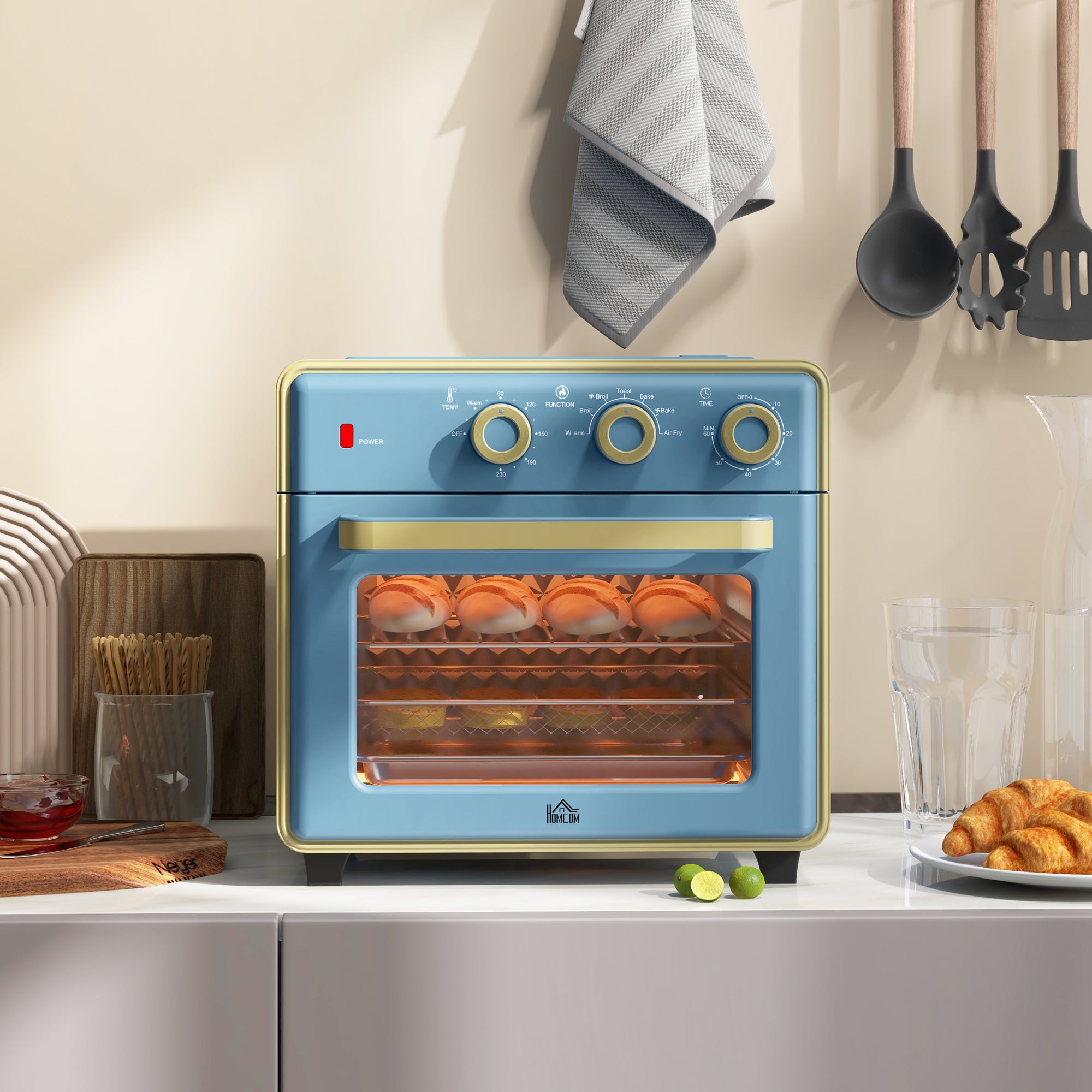 HOMCOM 20L 90-230\'e2\'84\'83 Mini Electric Oven - Blue